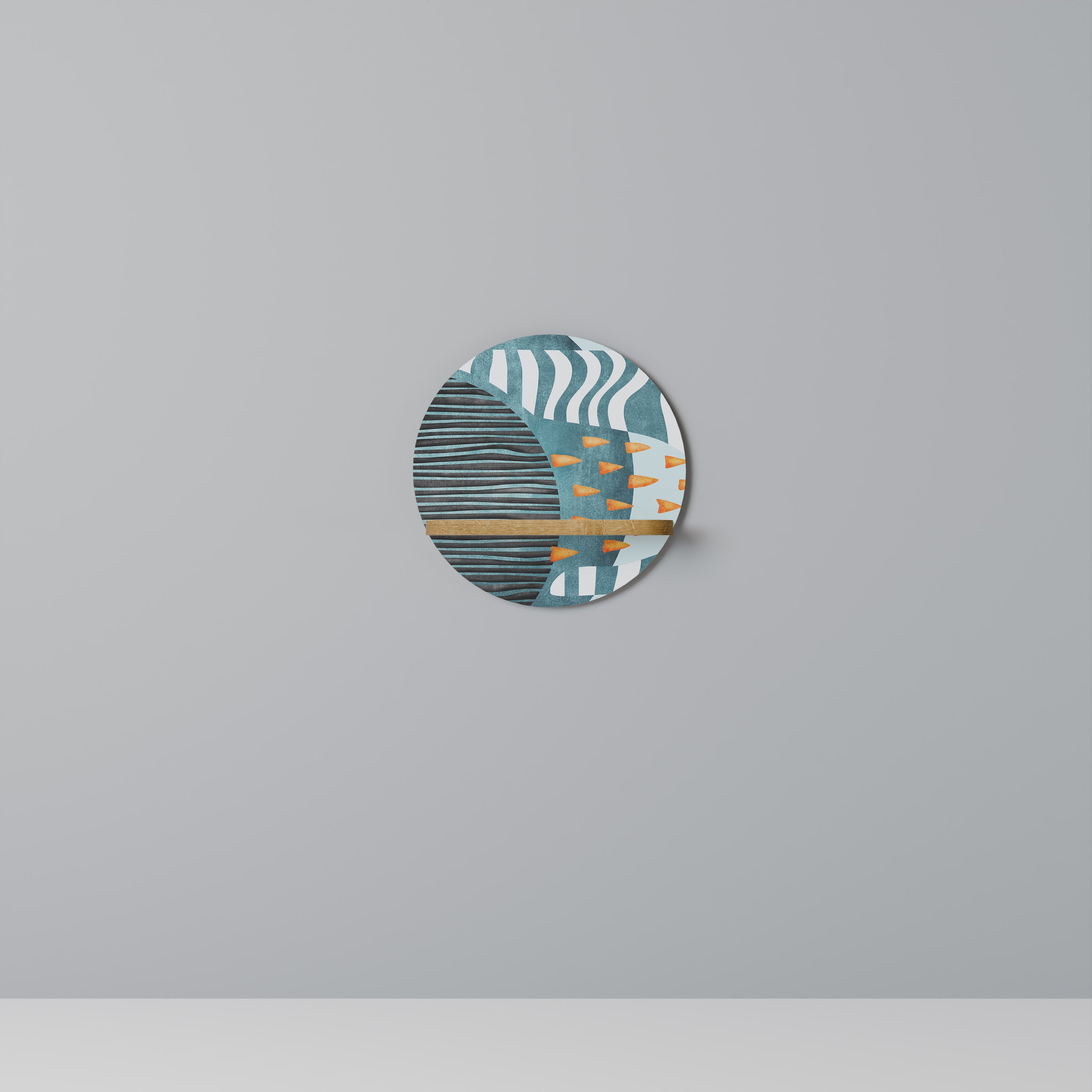 Estantería de arte redonda SHROUDED SHAPES con efecto roble