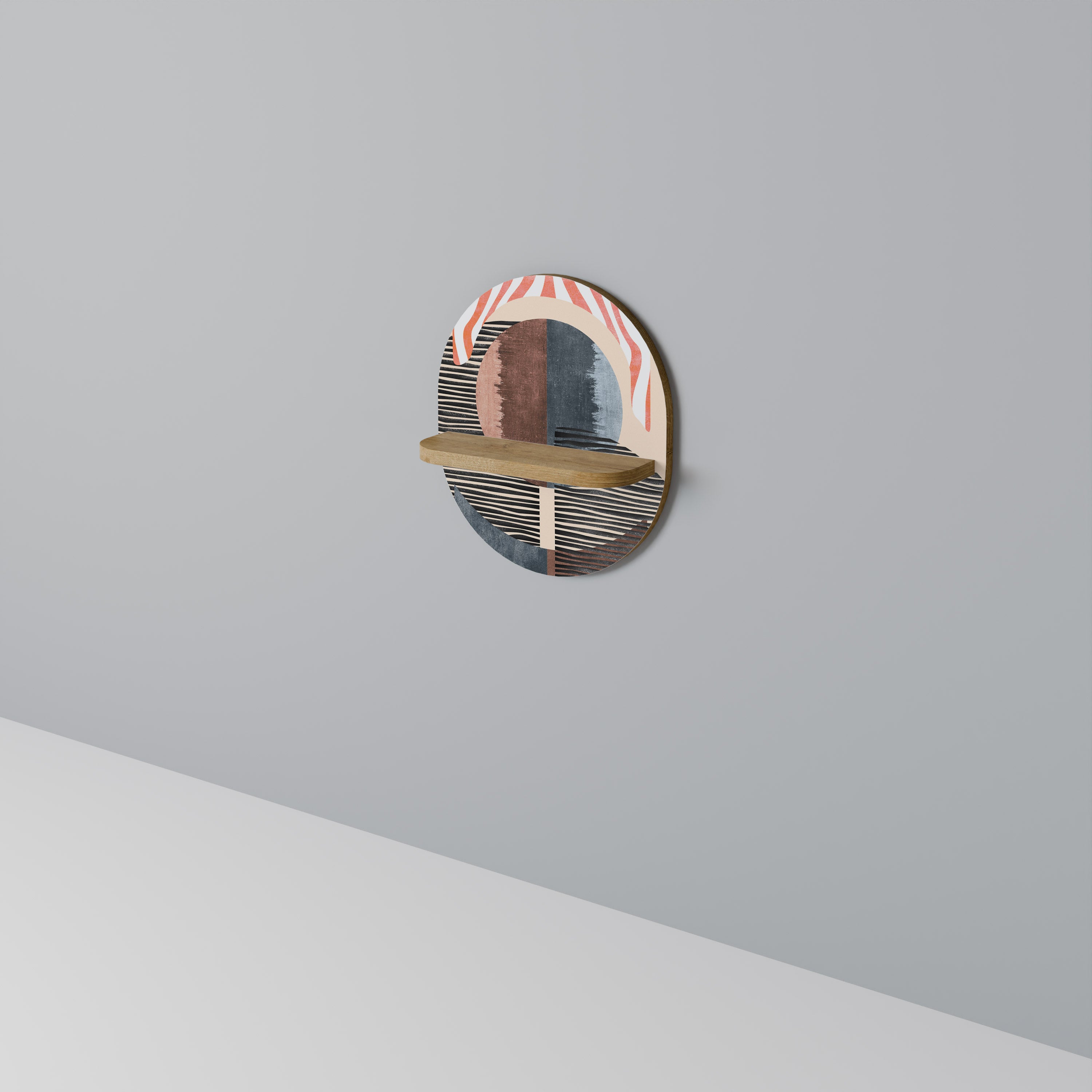 Estantería de arte ovalada con efecto roble SUSURROS DE FORMA