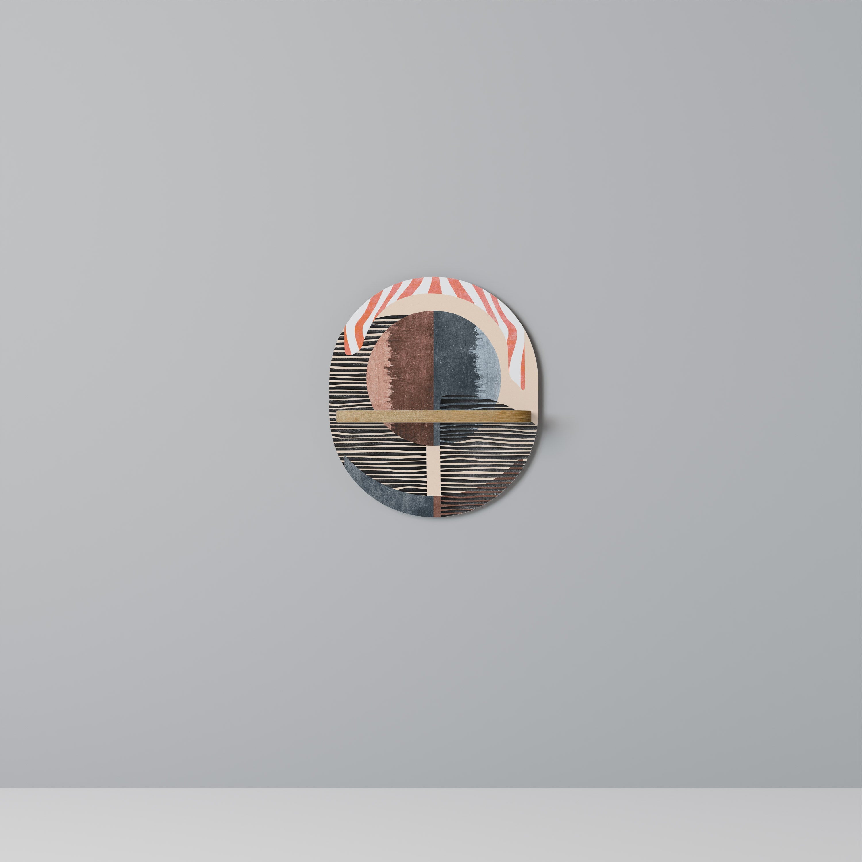 Estantería de arte ovalada con efecto roble SUSURROS DE FORMA