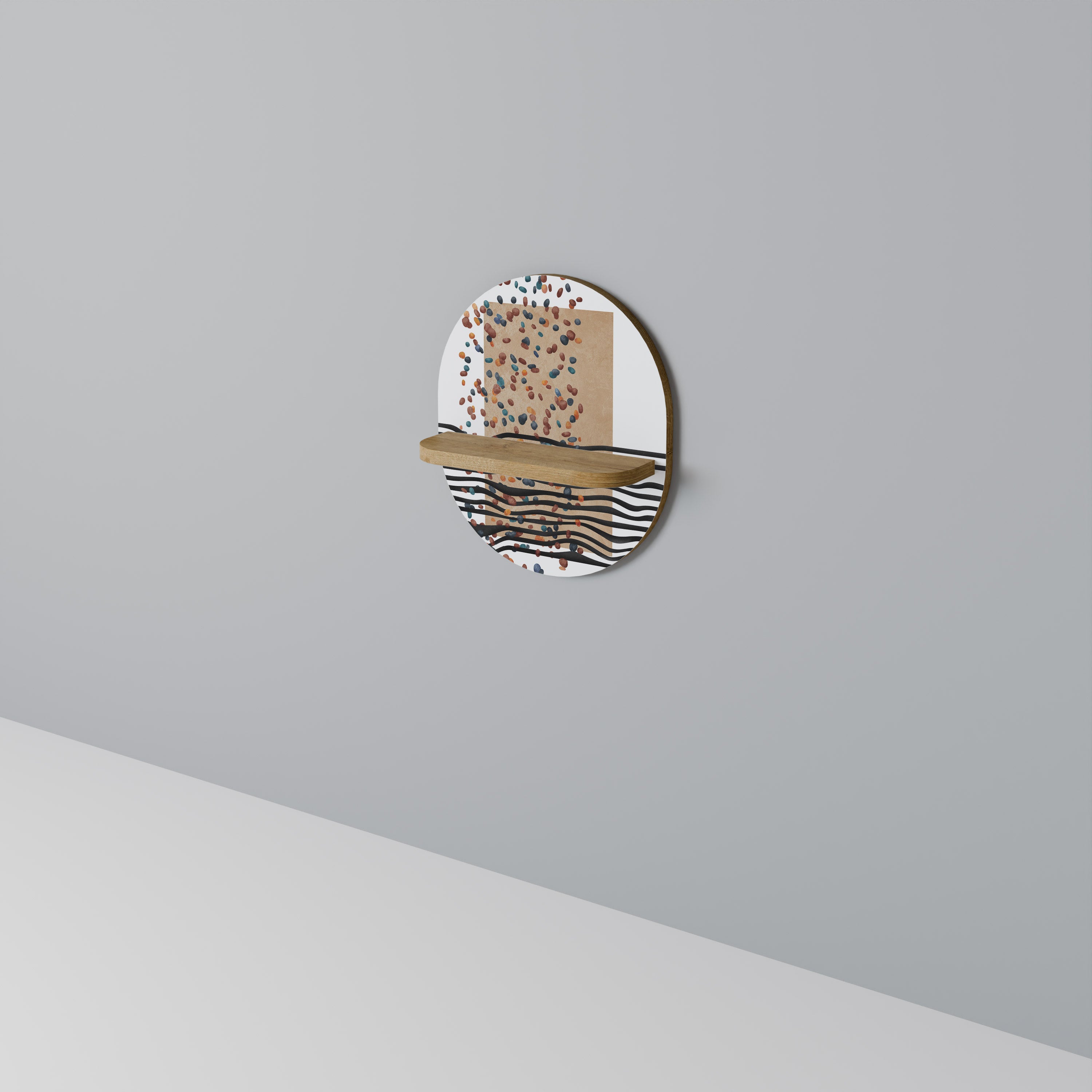 Estantería de arte ovalada IMAGINARY RAIN con efecto roble