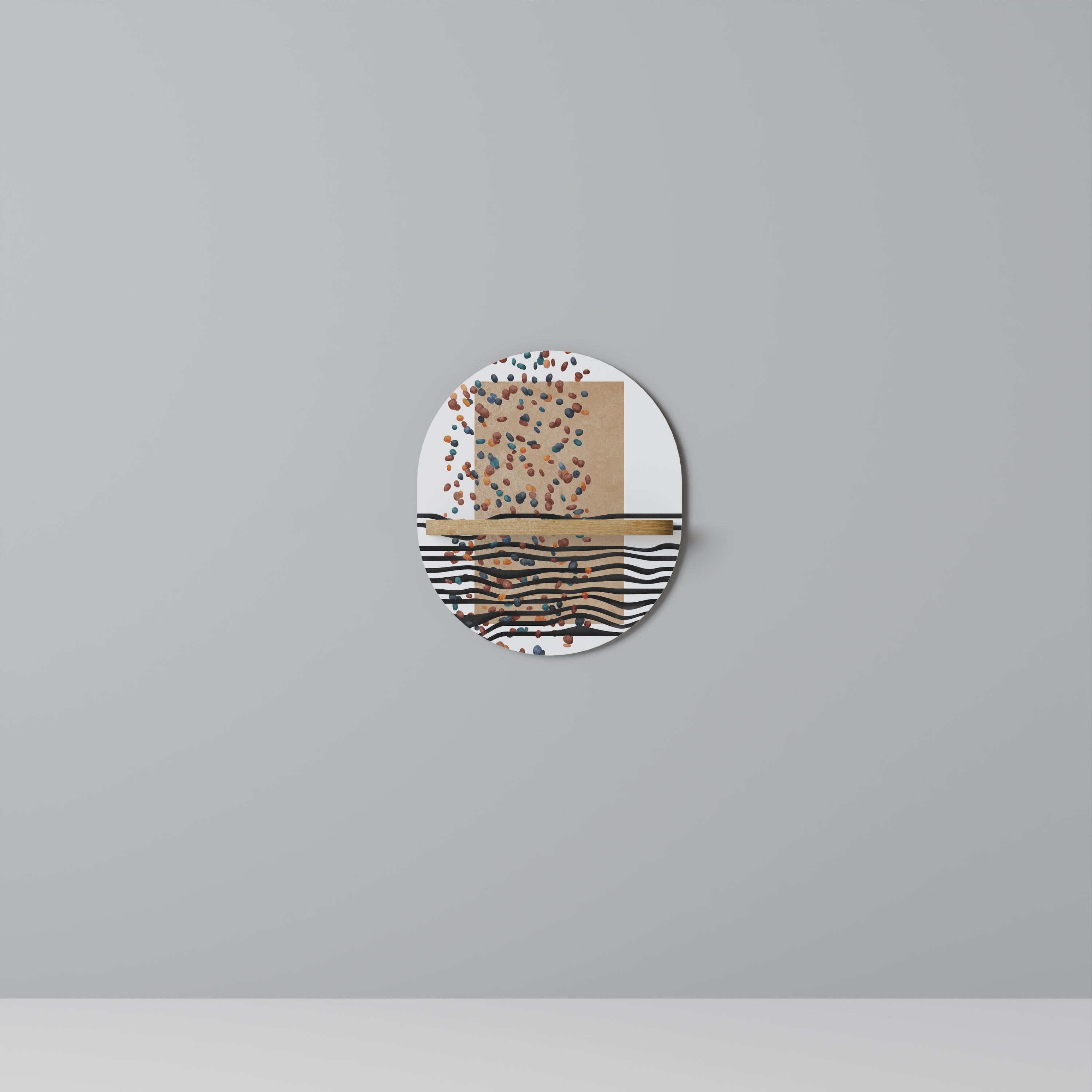 Estantería de arte ovalada IMAGINARY RAIN con efecto roble