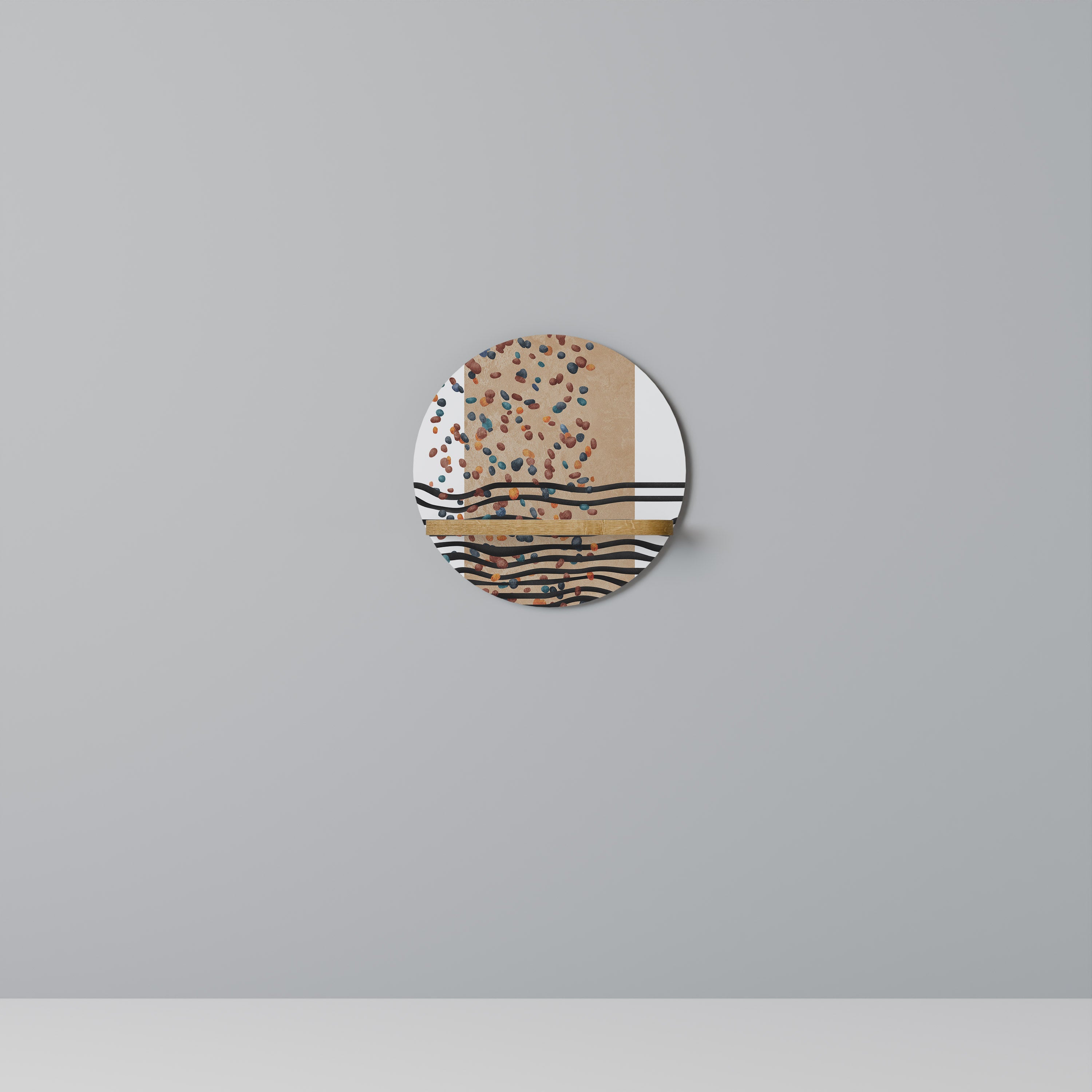 Estantería de arte redonda IMAGINARY RAIN con efecto roble