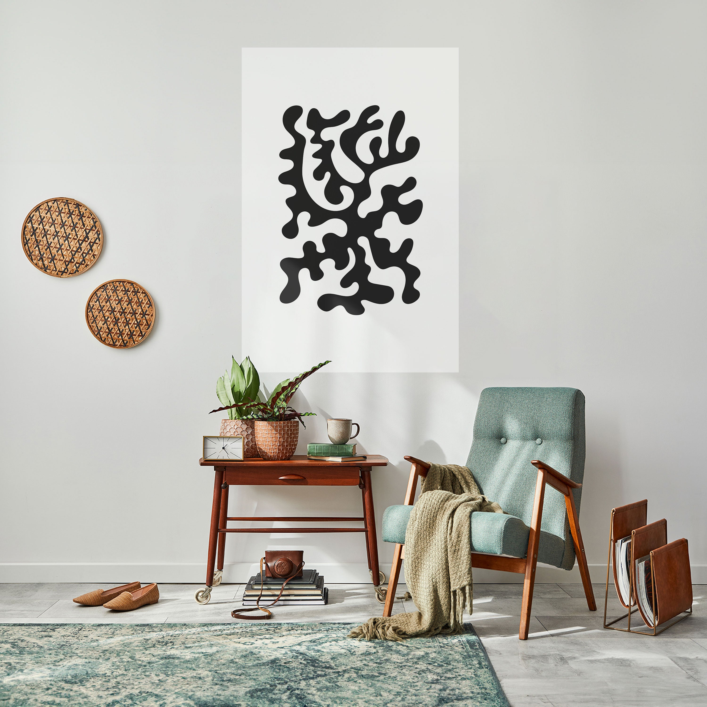 CHARCOAL CASCADE Peel and Stick Vertical Poster