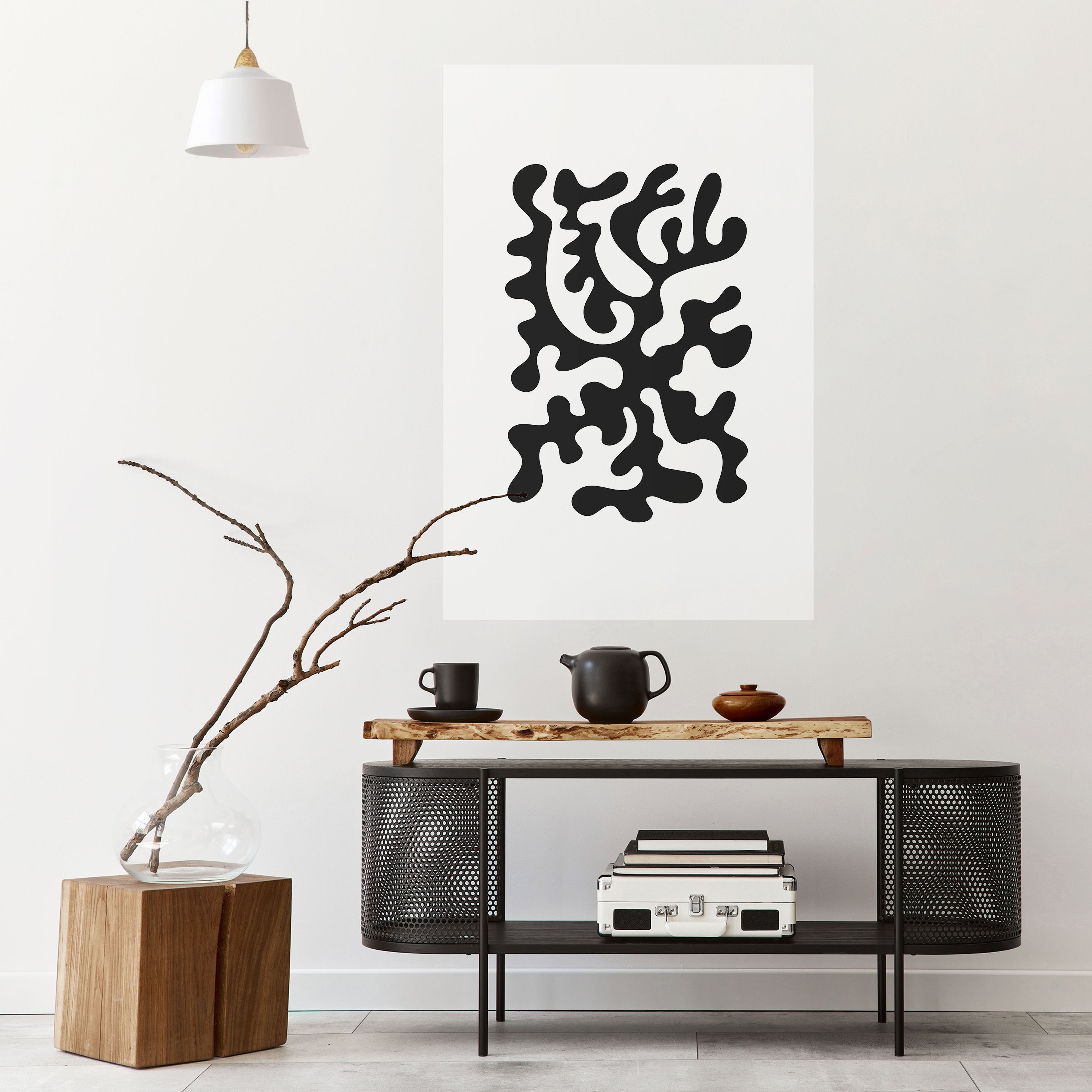 CHARCOAL CASCADE Peel and Stick Vertical Poster