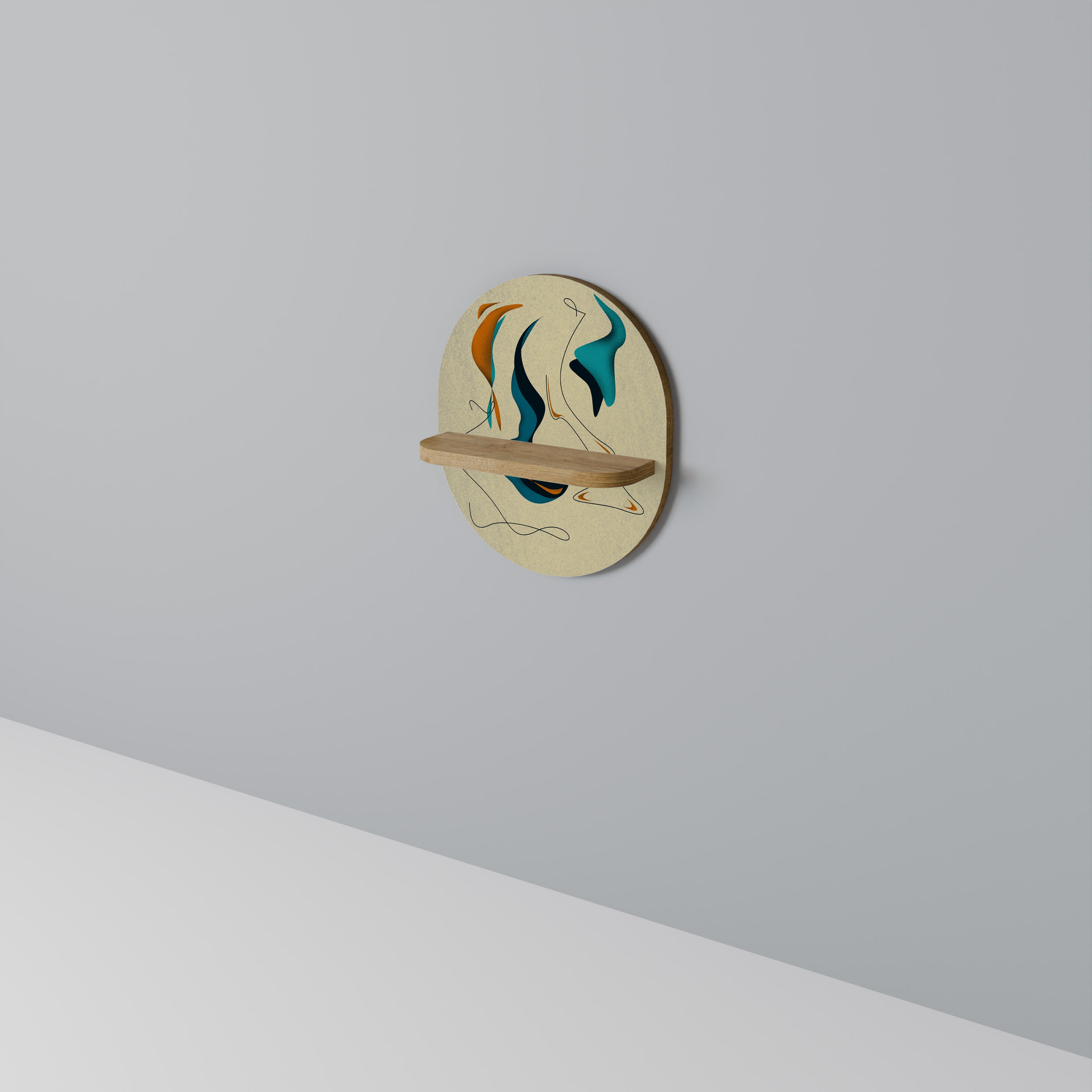 Estantería de arte ovalada DREAMY DAZE con efecto roble