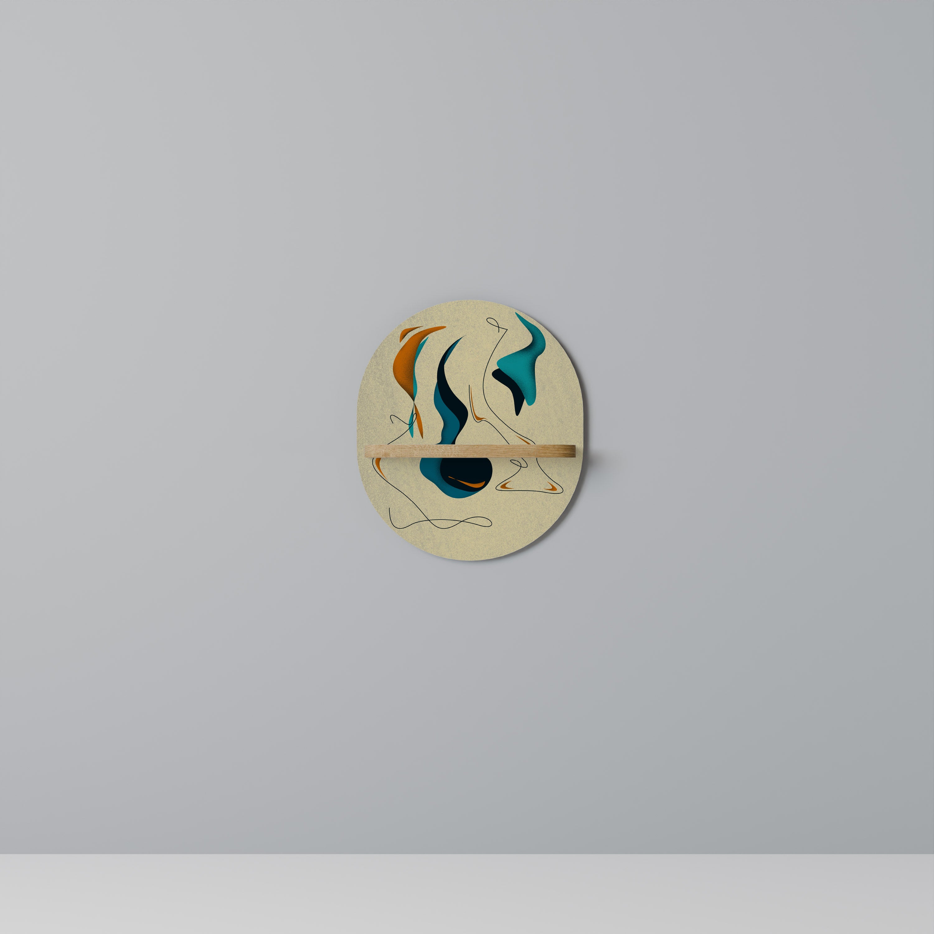 Estantería de arte ovalada DREAMY DAZE con efecto roble