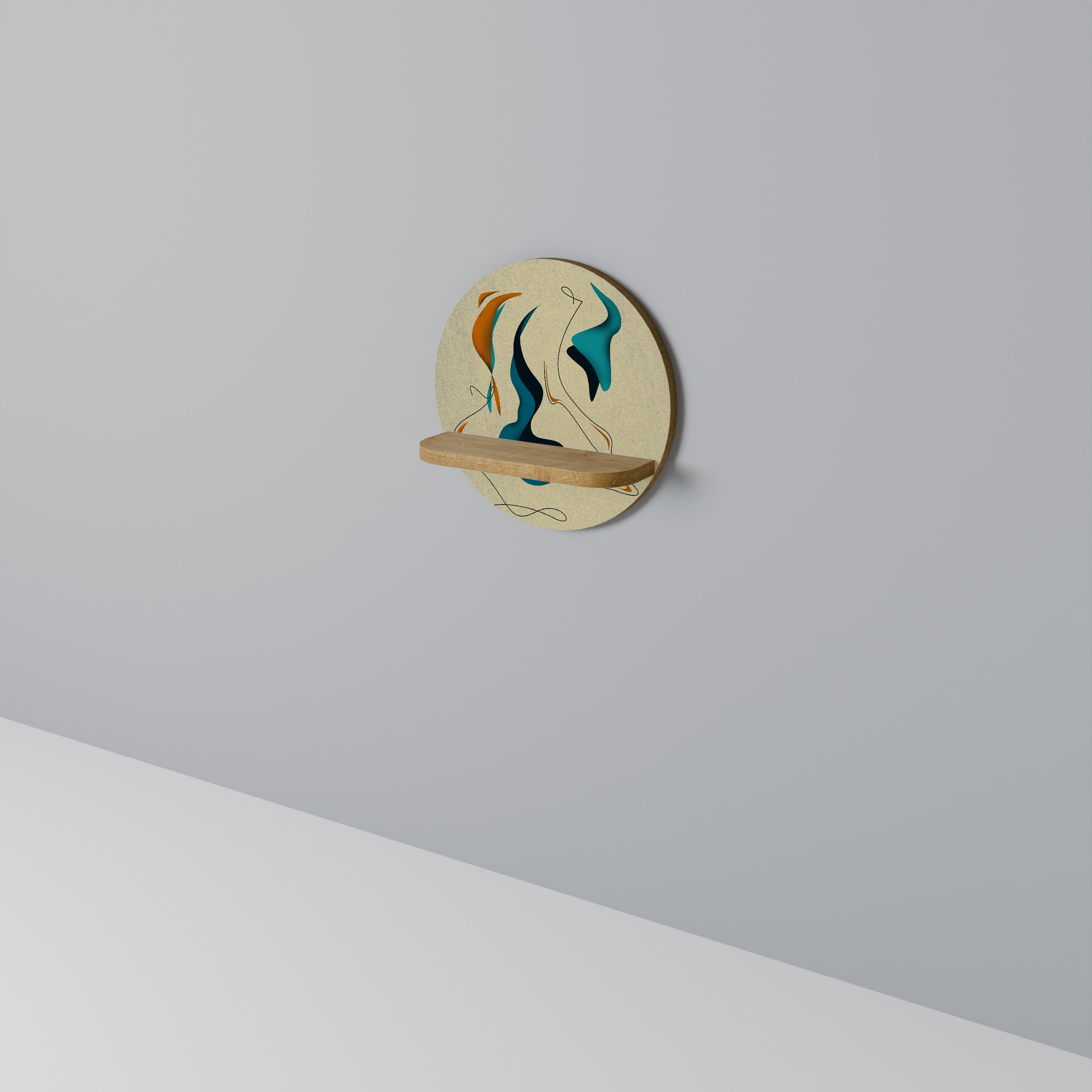 Estantería de arte redonda DREAMY DAZE con efecto roble