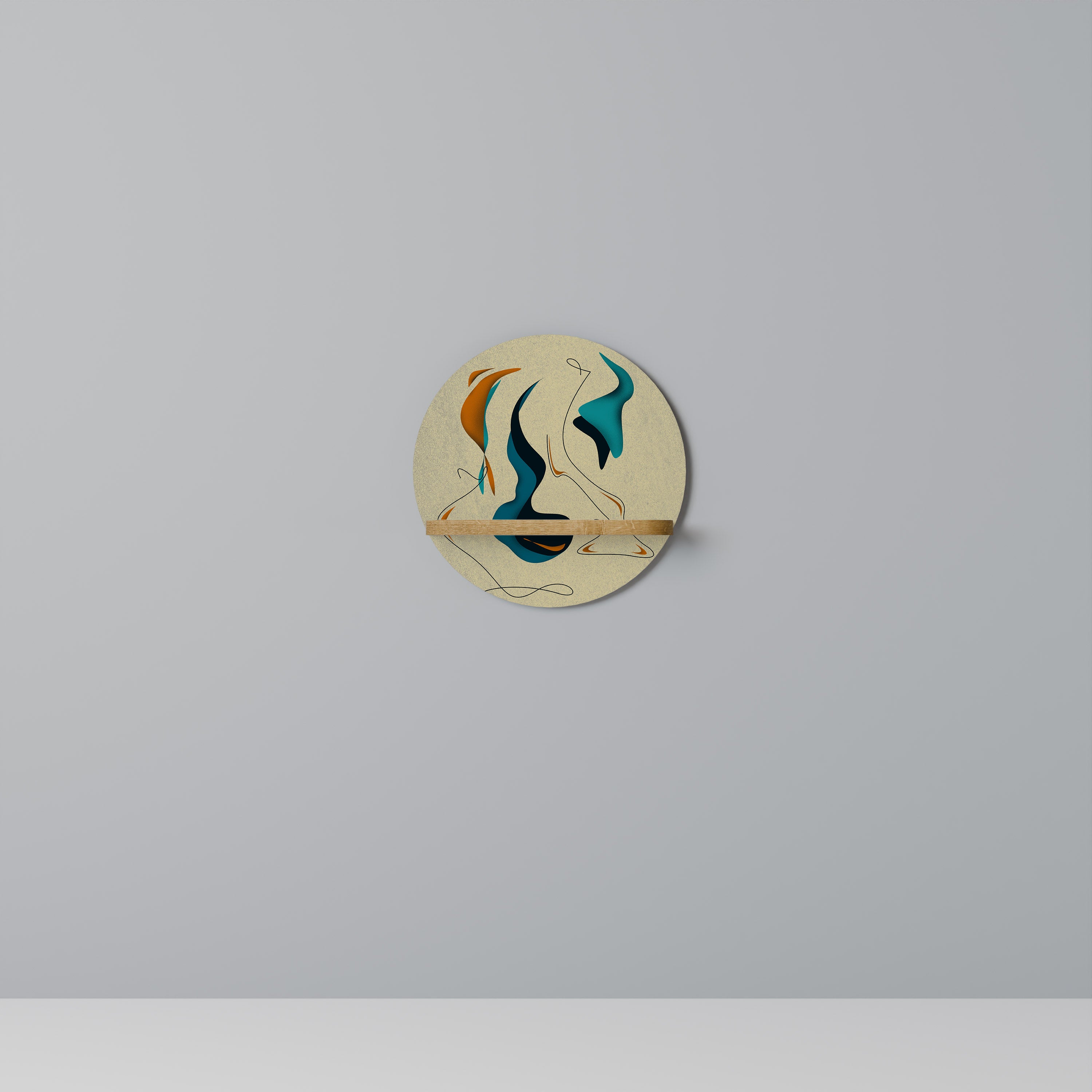 Estantería de arte redonda DREAMY DAZE con efecto roble