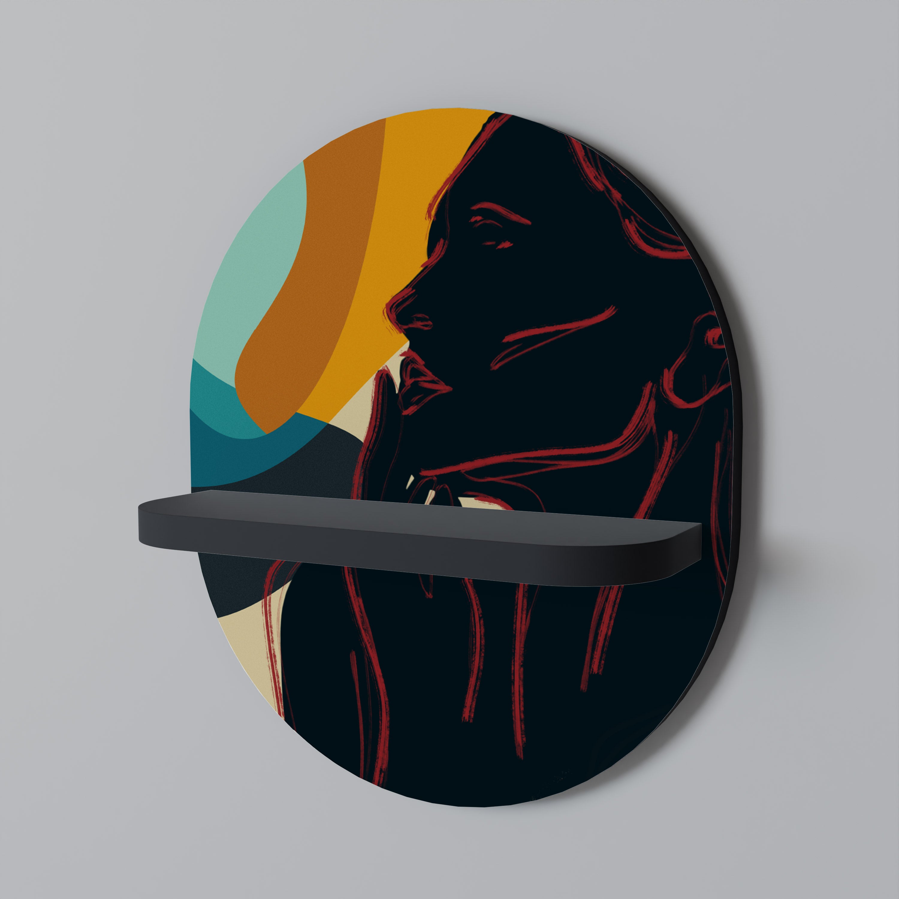 Estantería de arte ovalada SILHOUETTE SONATA con acabado negro