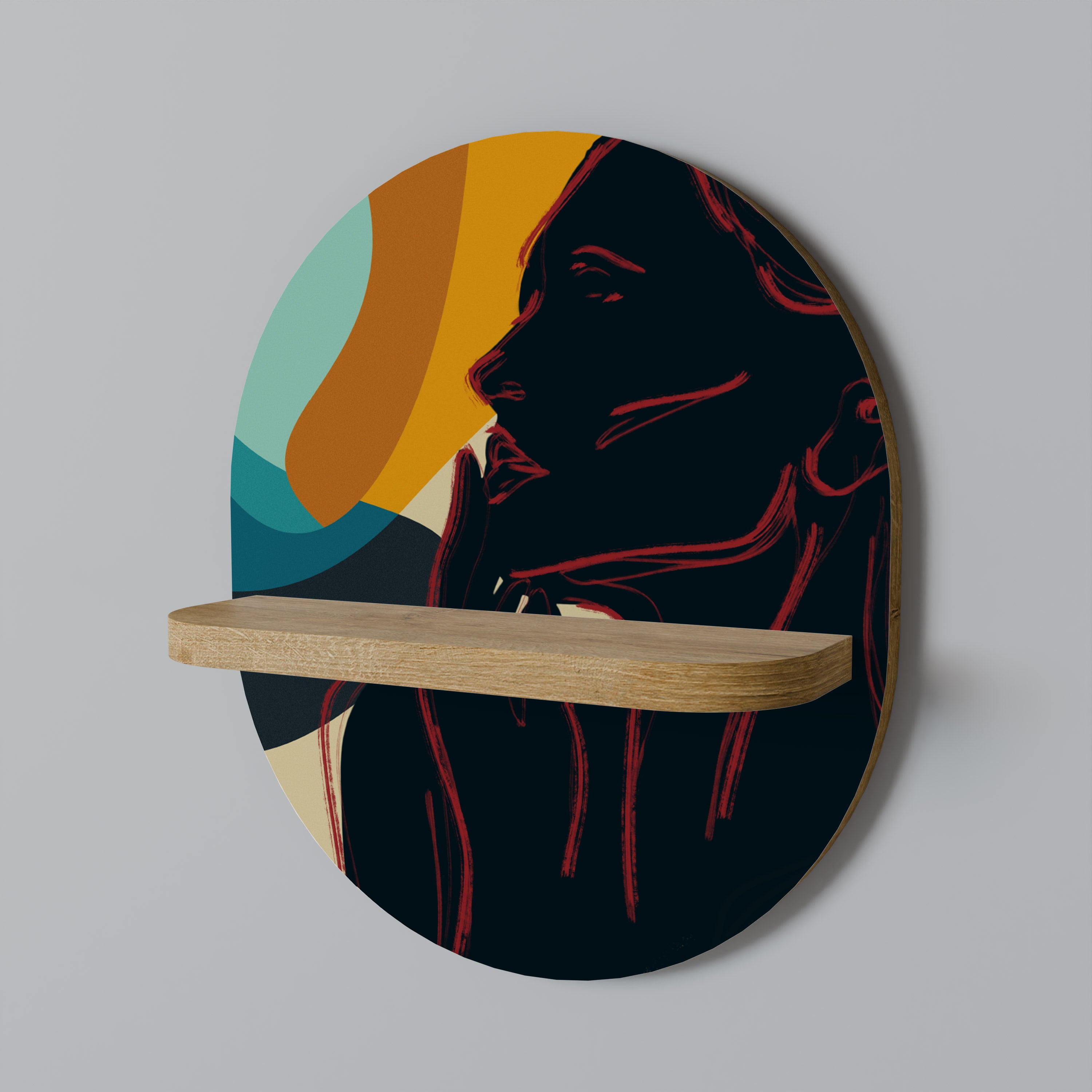 SILHOUETTE SONATA Oval Art Shelf In Oak Effect