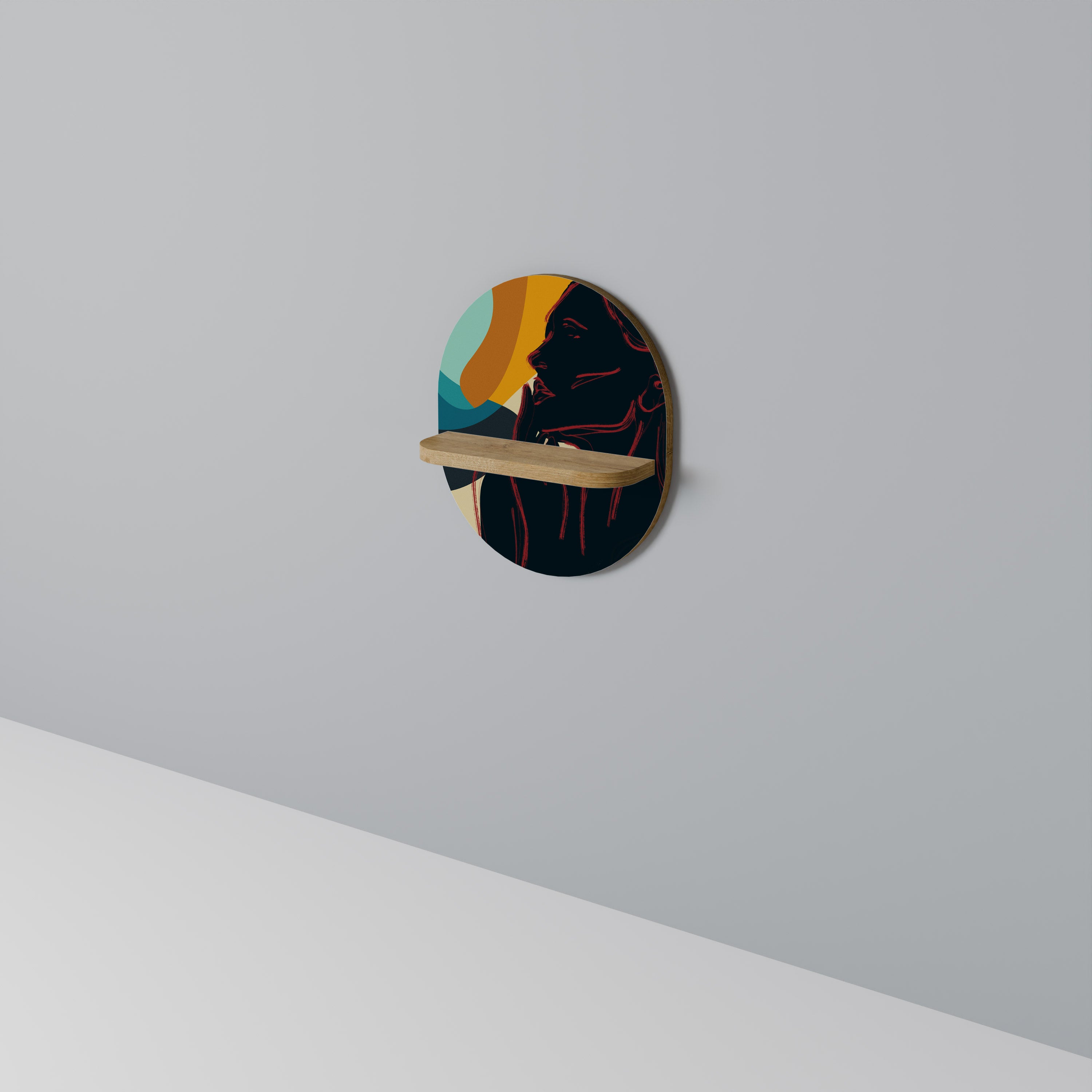 Estantería de arte ovalada SILHOUETTE SONATA con efecto roble