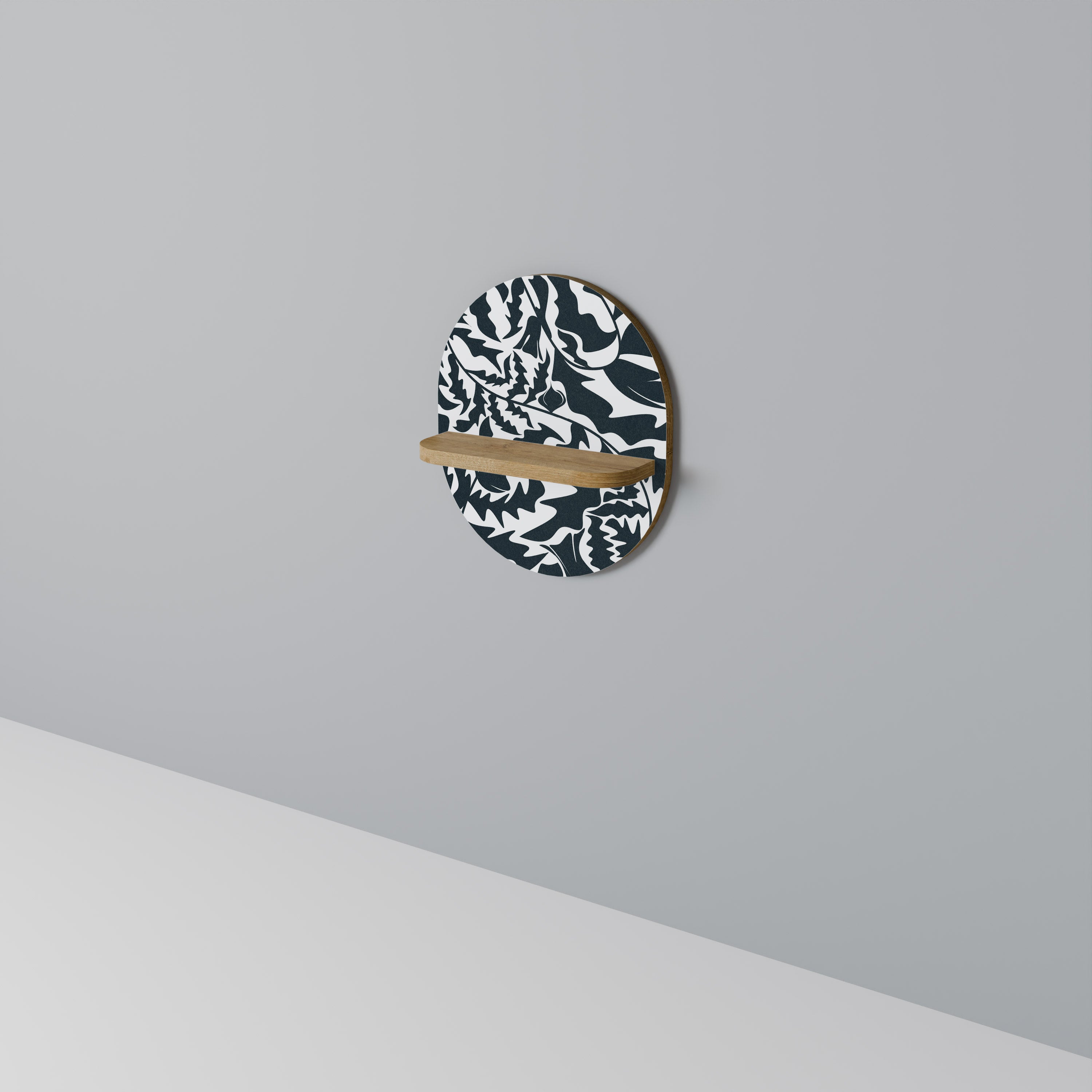 ADORNO ETERNO Estantería de arte ovalada con efecto roble