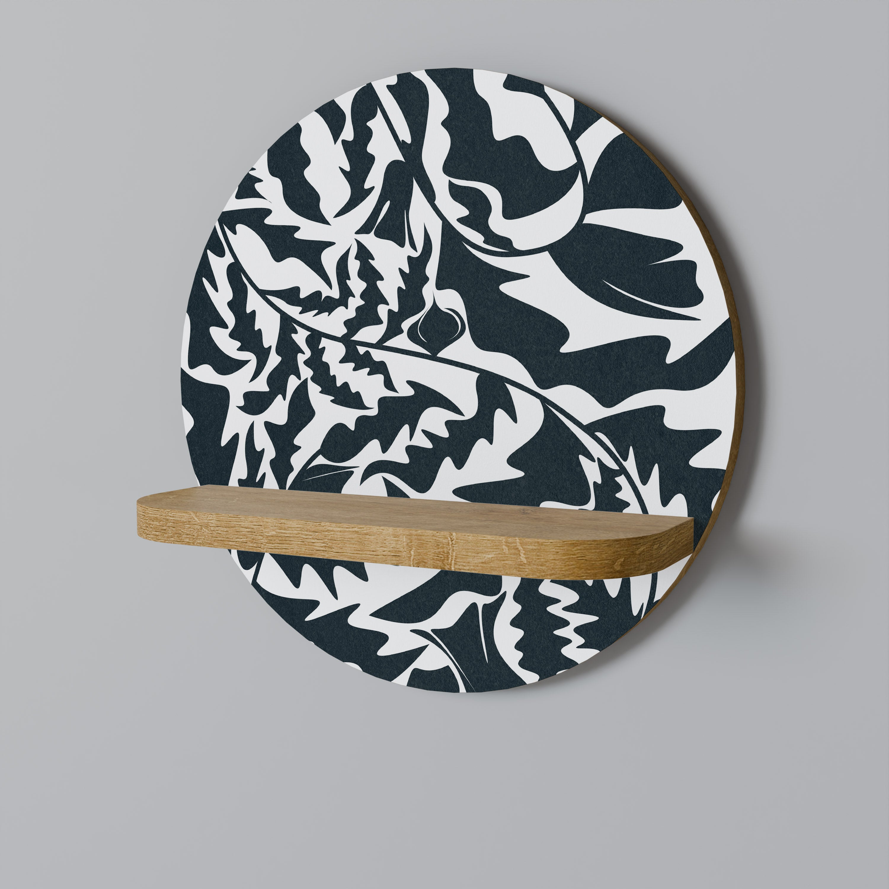 ETHEREAL ORNAMENT Round Art Shelf In Oak Effect