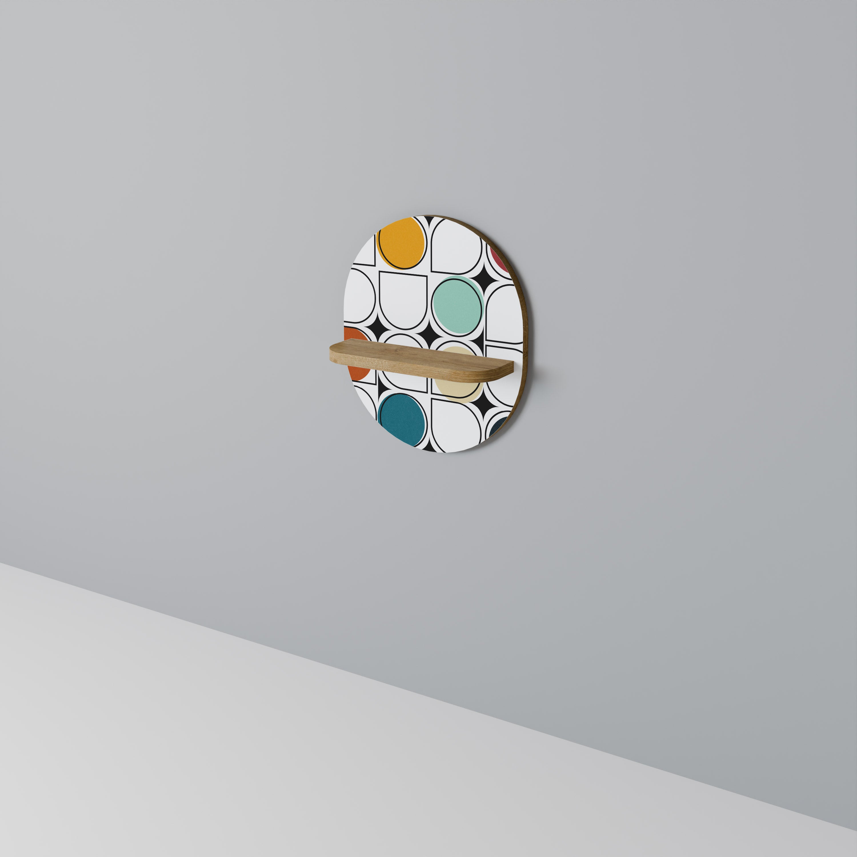 Estantería de arte ovalada HUE HARMONY con efecto roble