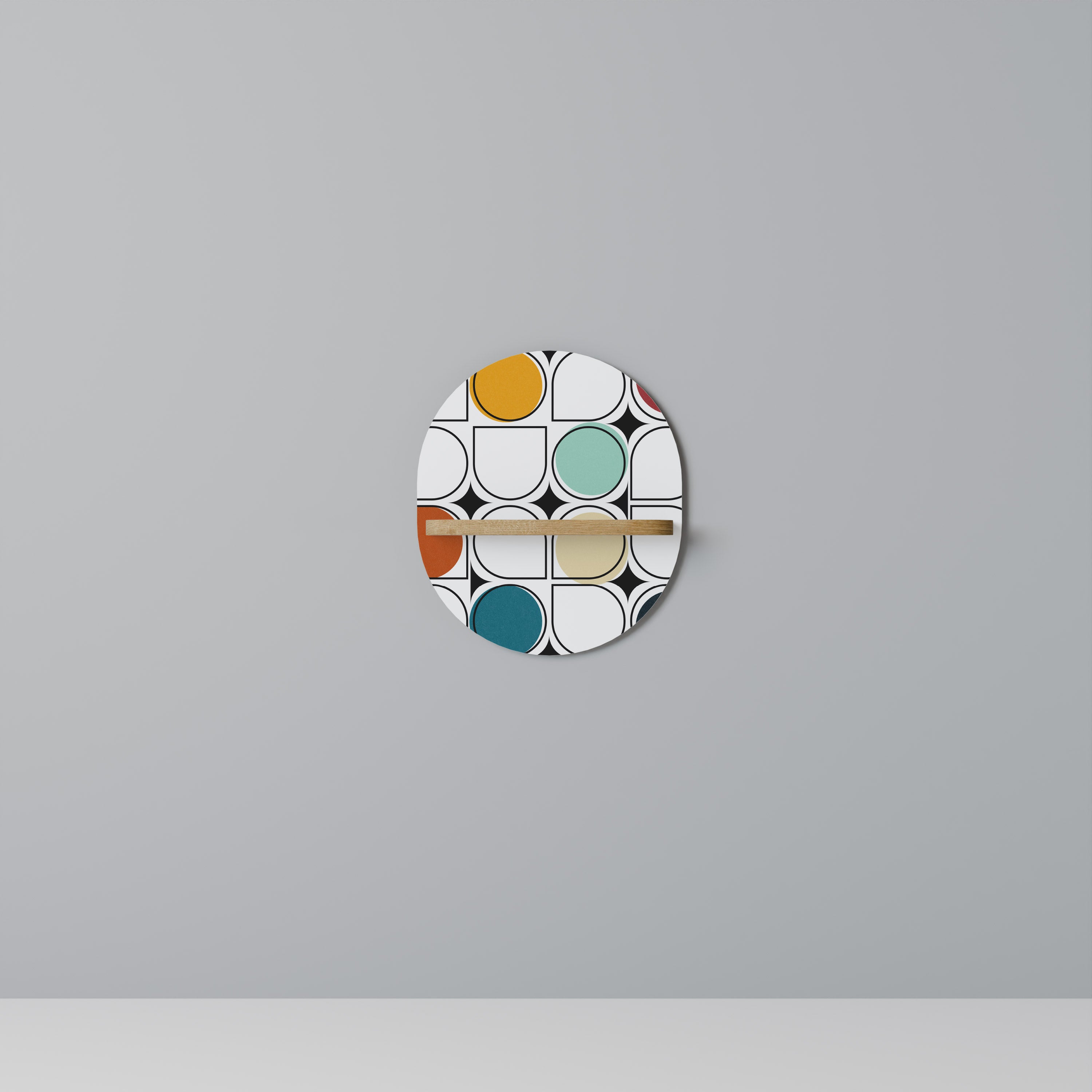 Estantería de arte ovalada HUE HARMONY con efecto roble