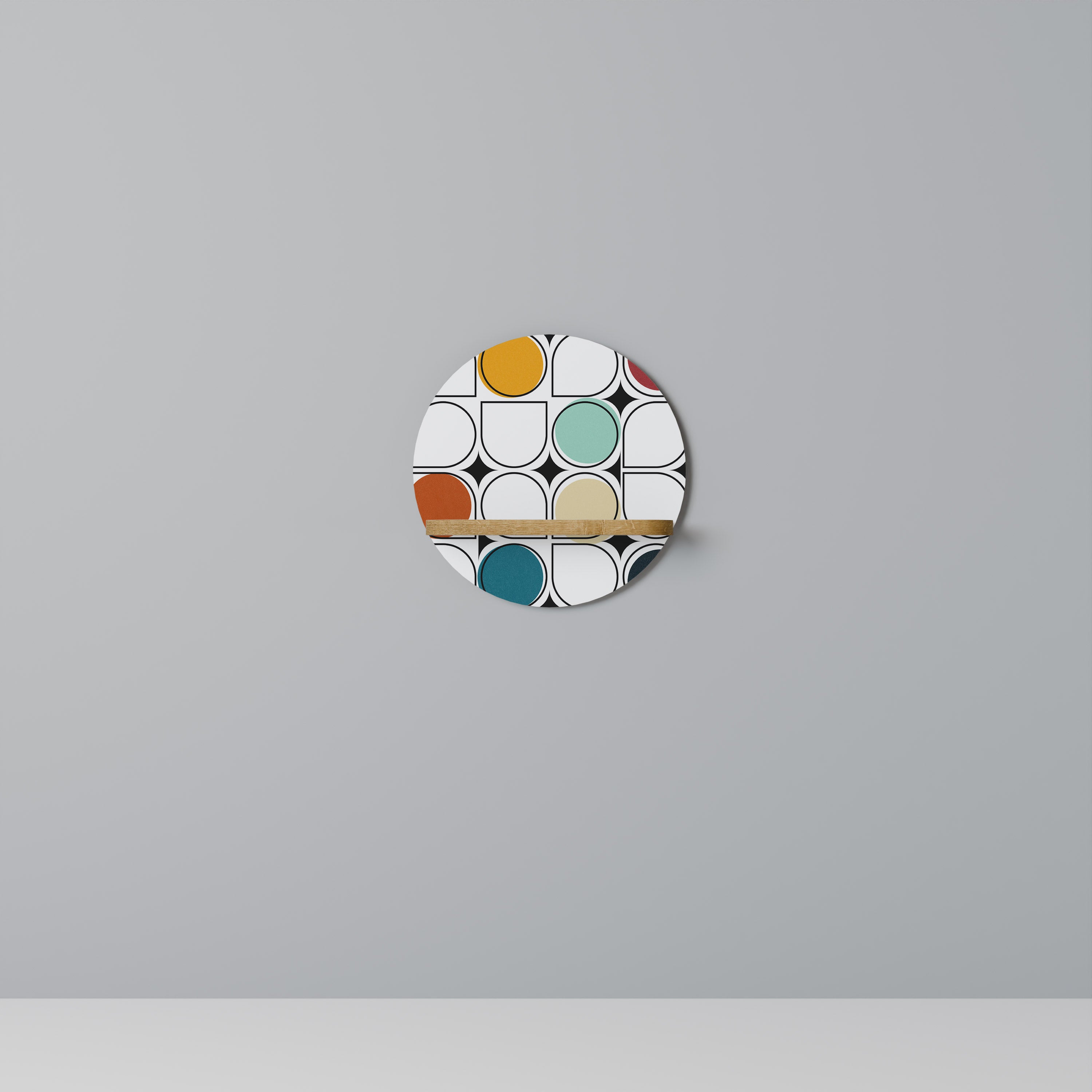 Estantería de arte redonda HUE HARMONY con efecto roble