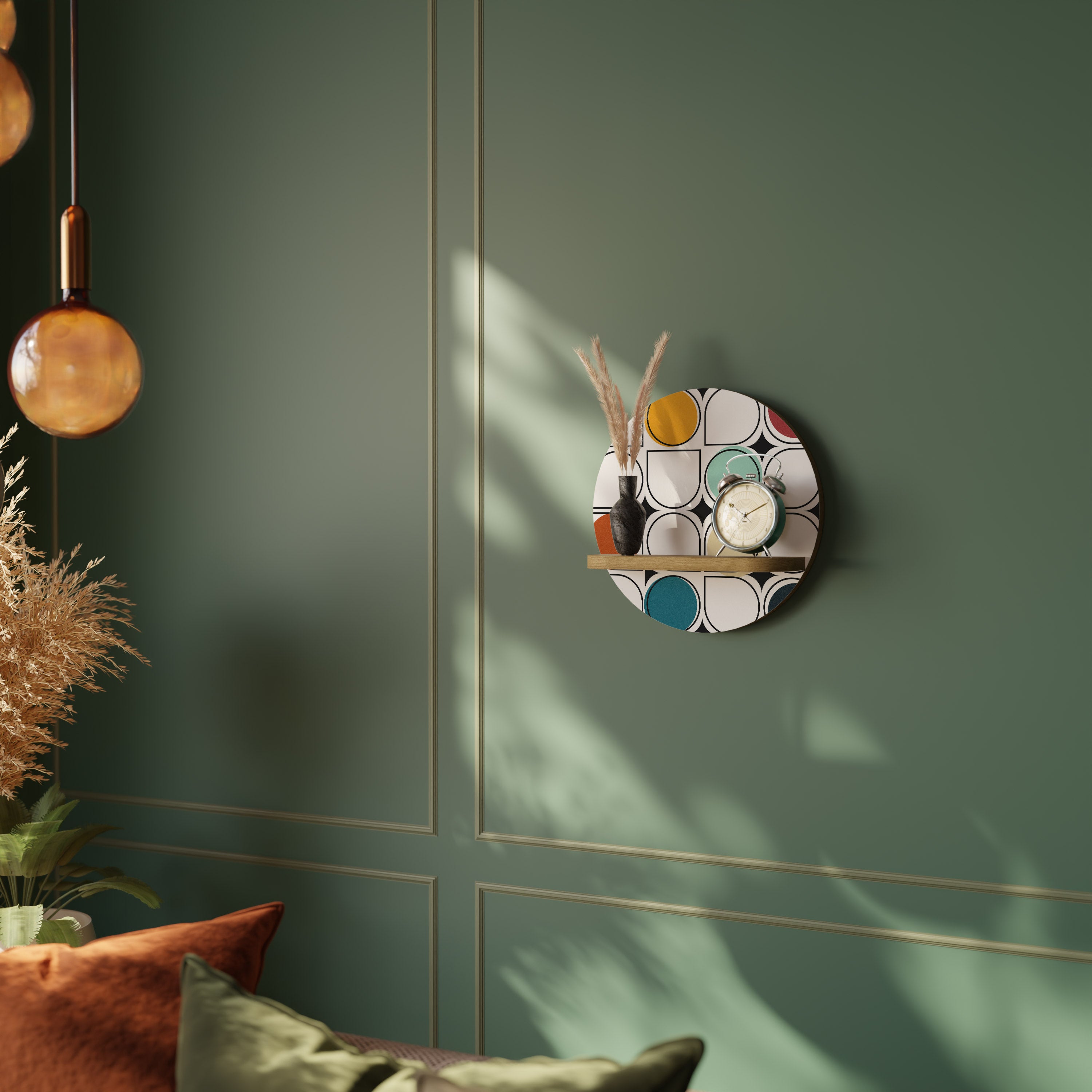 Estantería de arte redonda HUE HARMONY con efecto roble