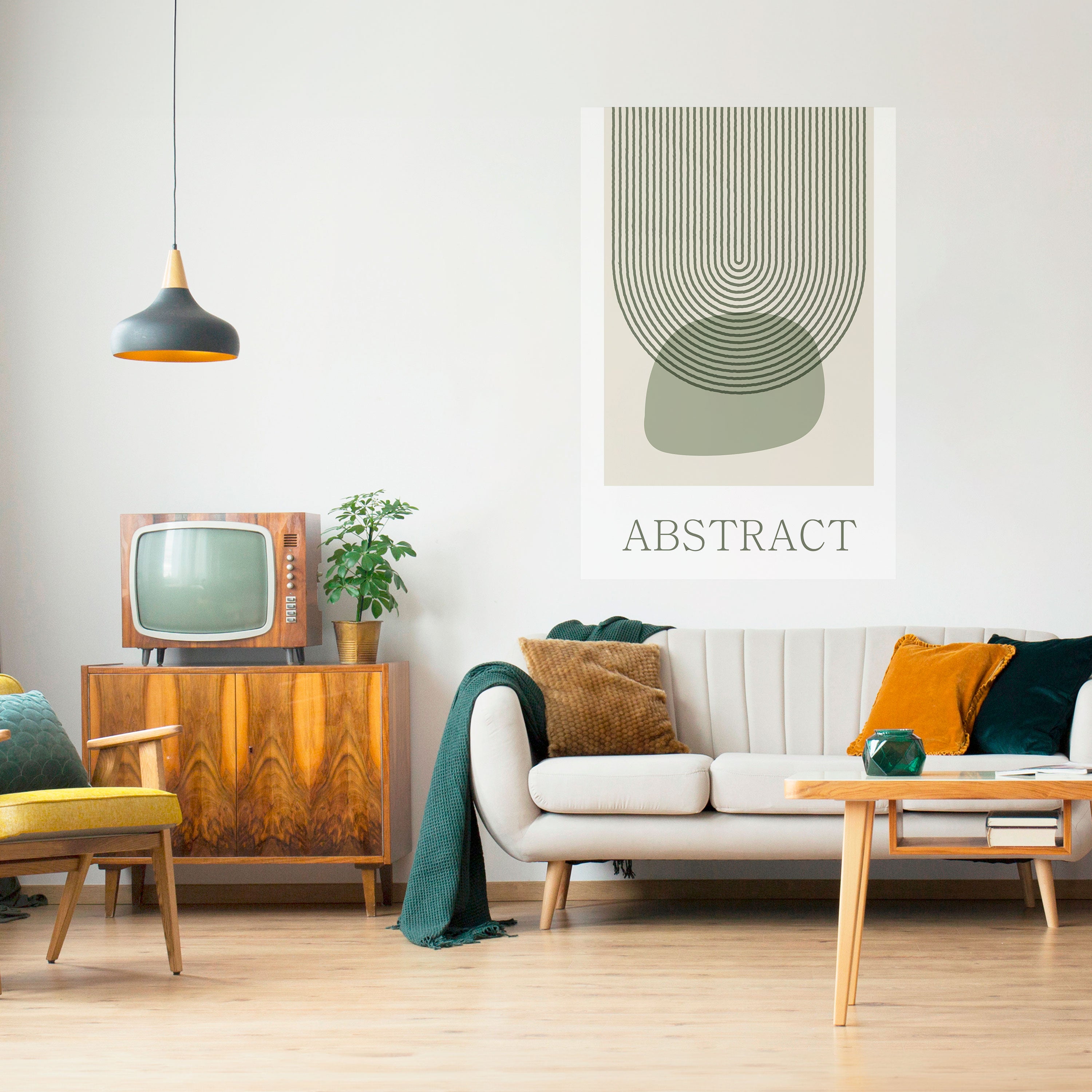 GREEN ABSTRACT Peel and Stick Vertical Poster