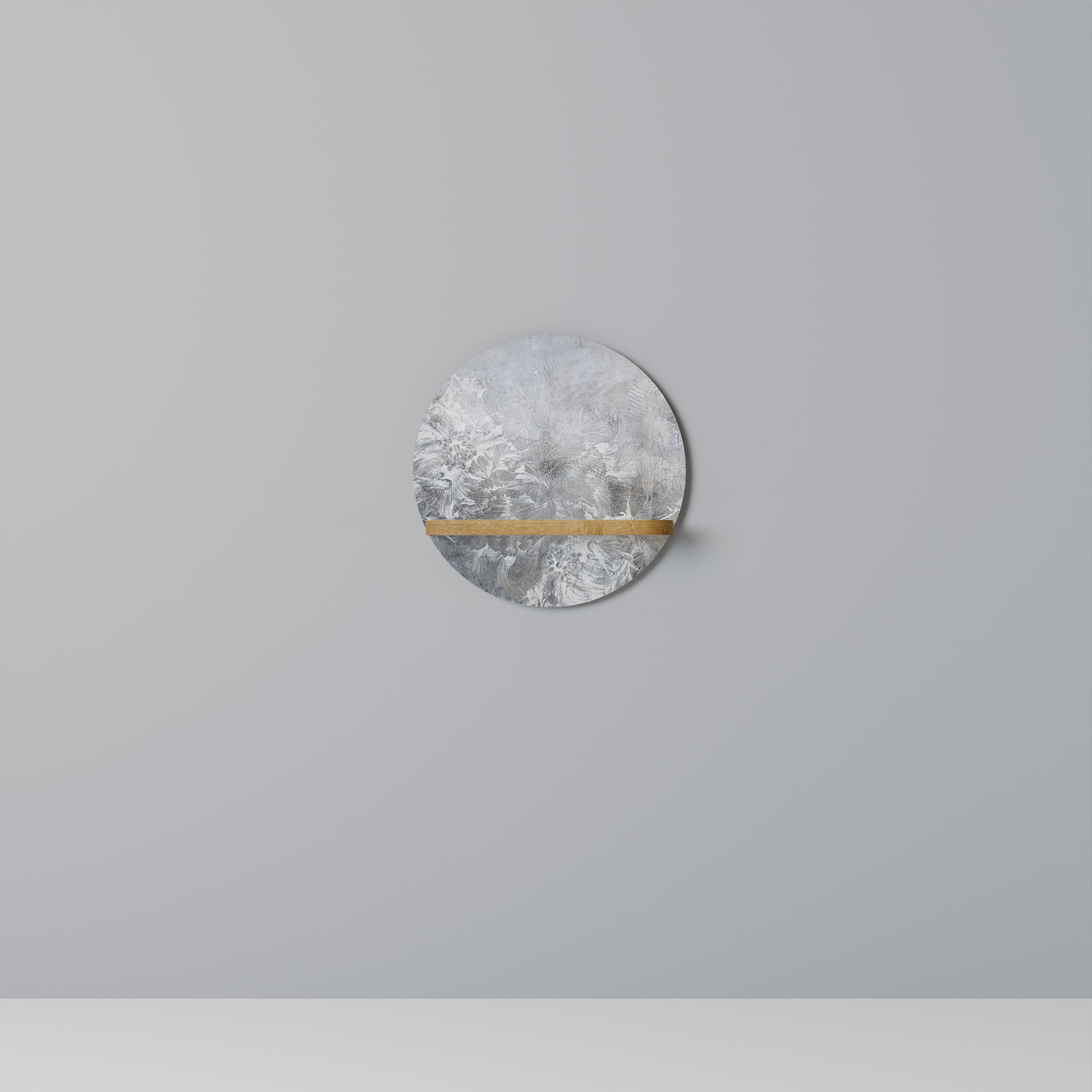 Estantería de arte redonda WHITE WHISPER con efecto roble
