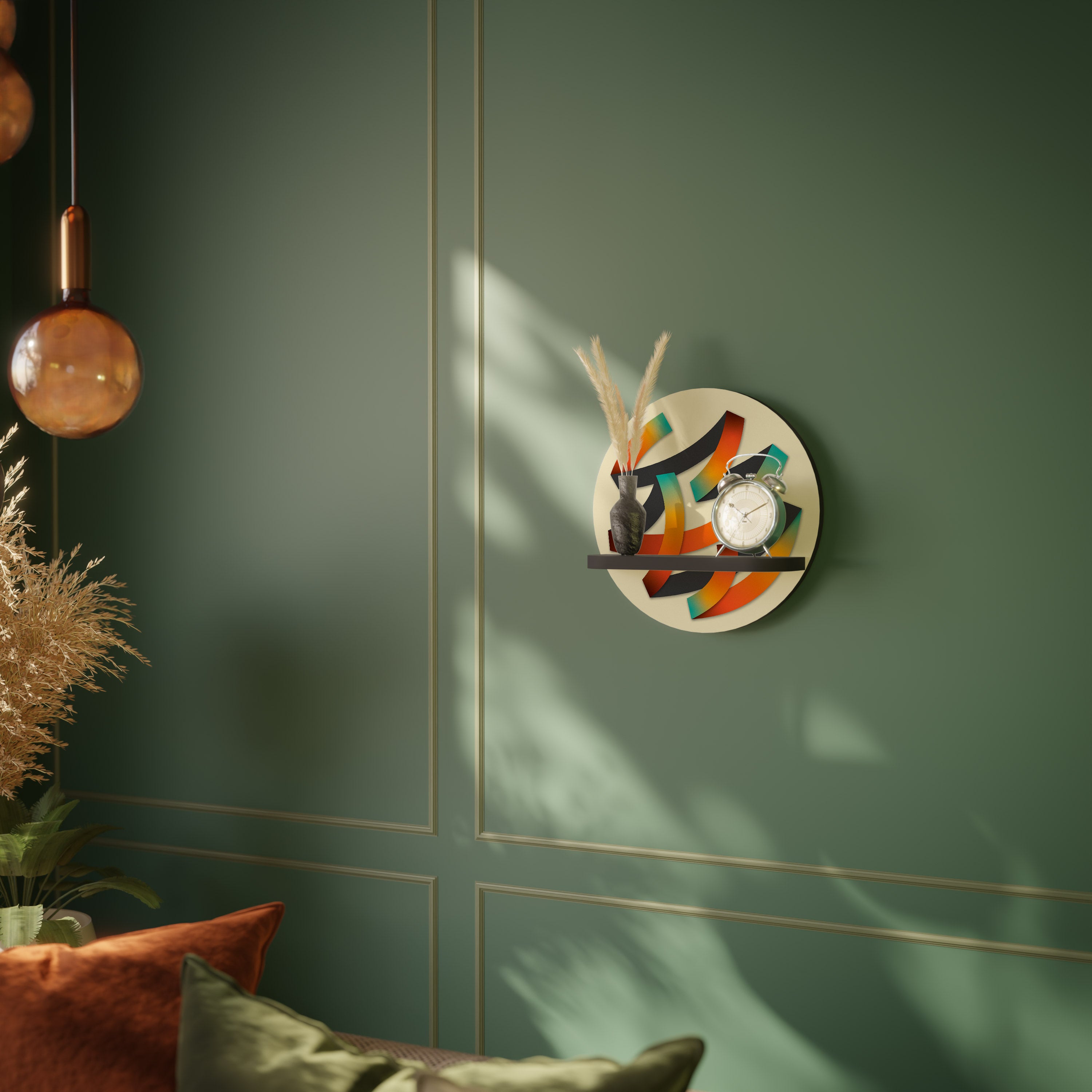 Estantería de arte redonda RIBBON REVERIE con acabado negro