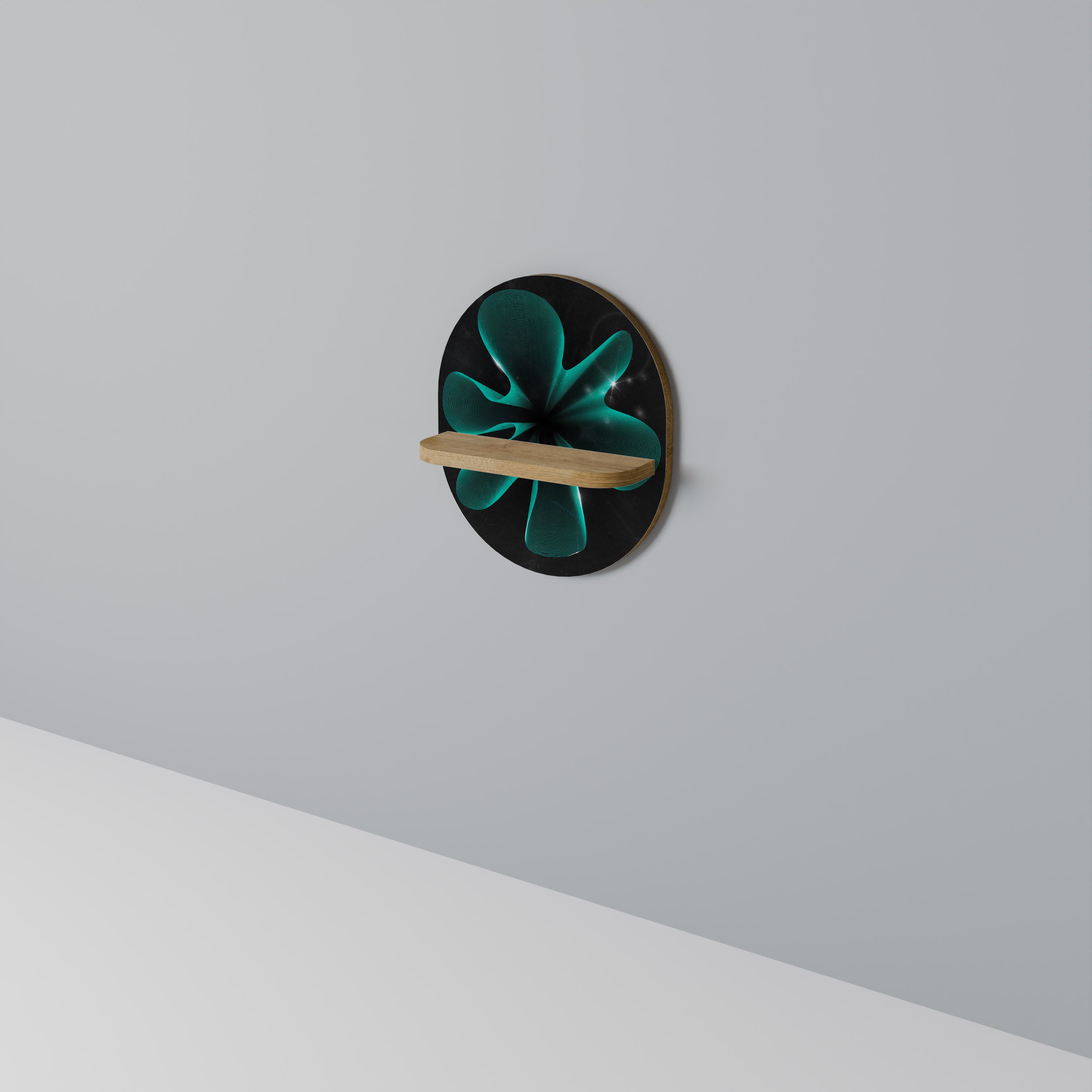 Estantería de arte ovalada ELECTRIC ILLUSION en efecto roble