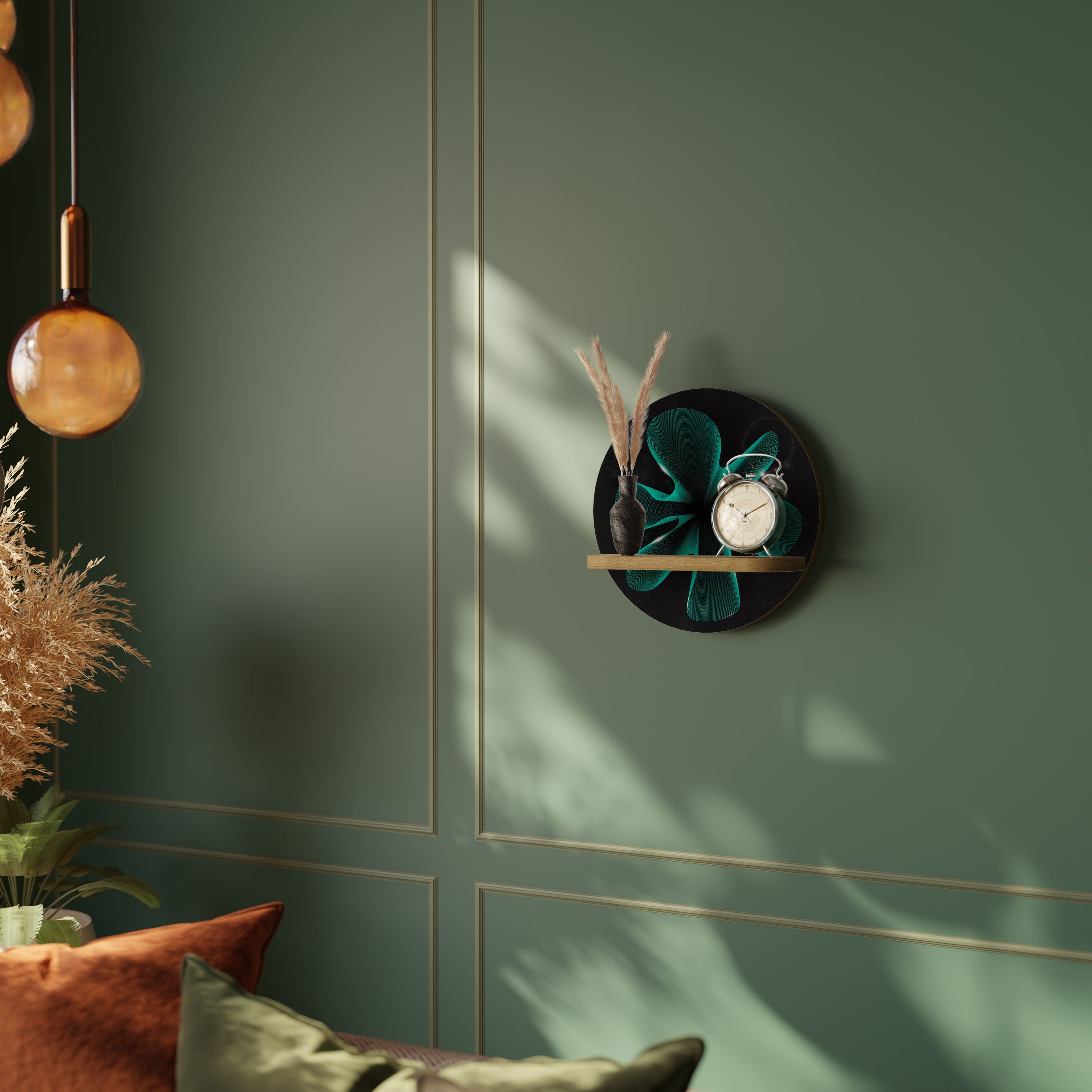 Estantería de arte redonda ELECTRIC ILLUSION con efecto roble