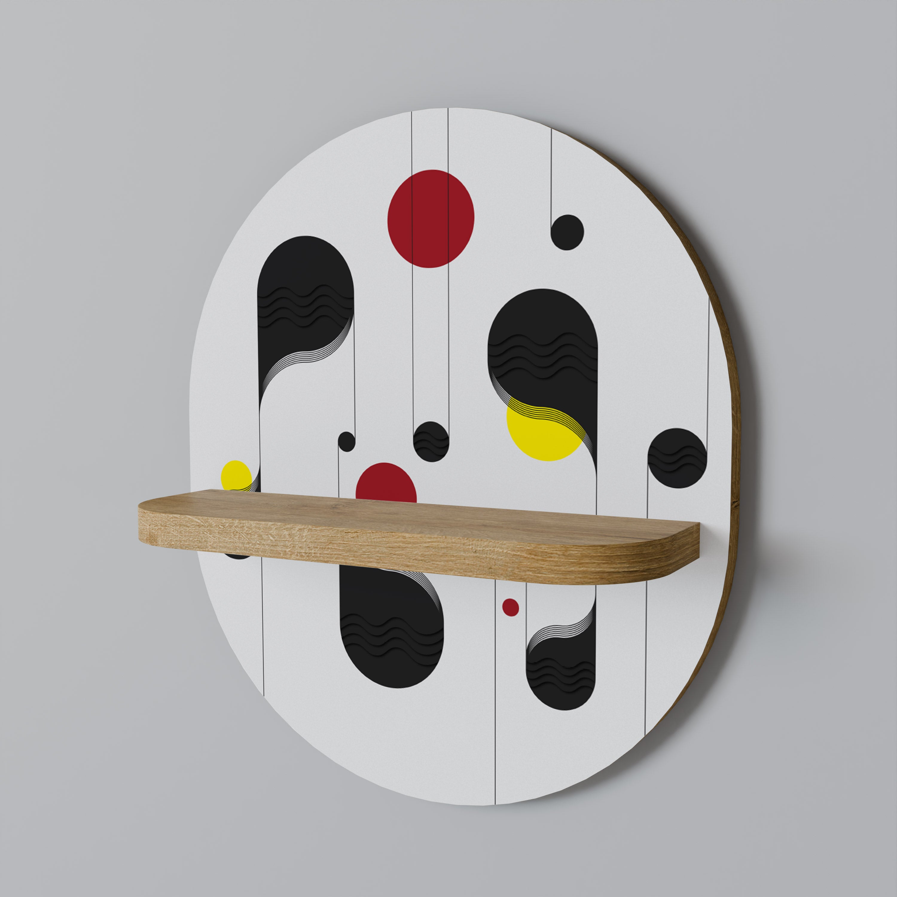 DOT-TO-DOT LULLABY Oval Art Shelf In Oak Effect