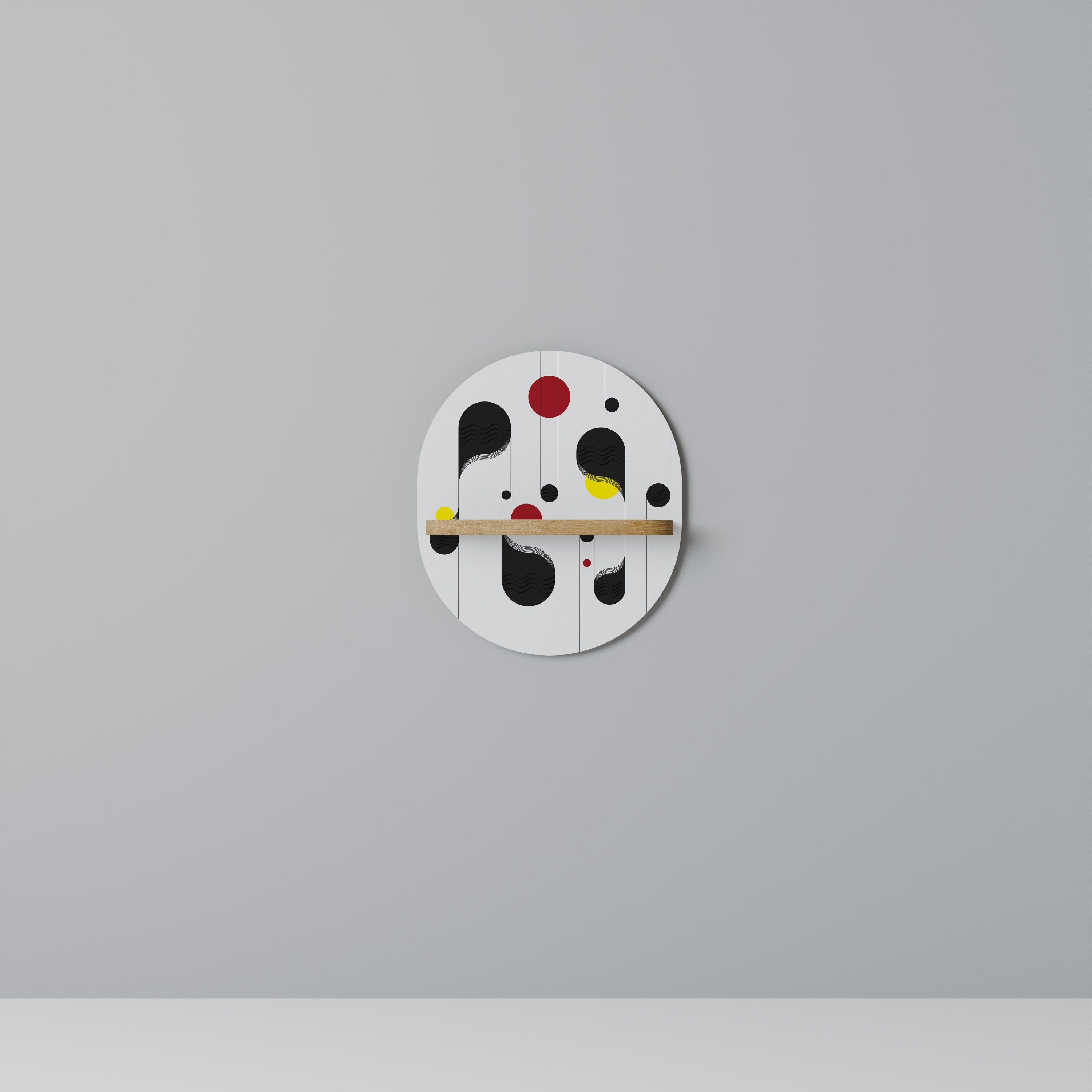 Estantería de arte ovalada con efecto roble para unir puntos y canciones de cuna