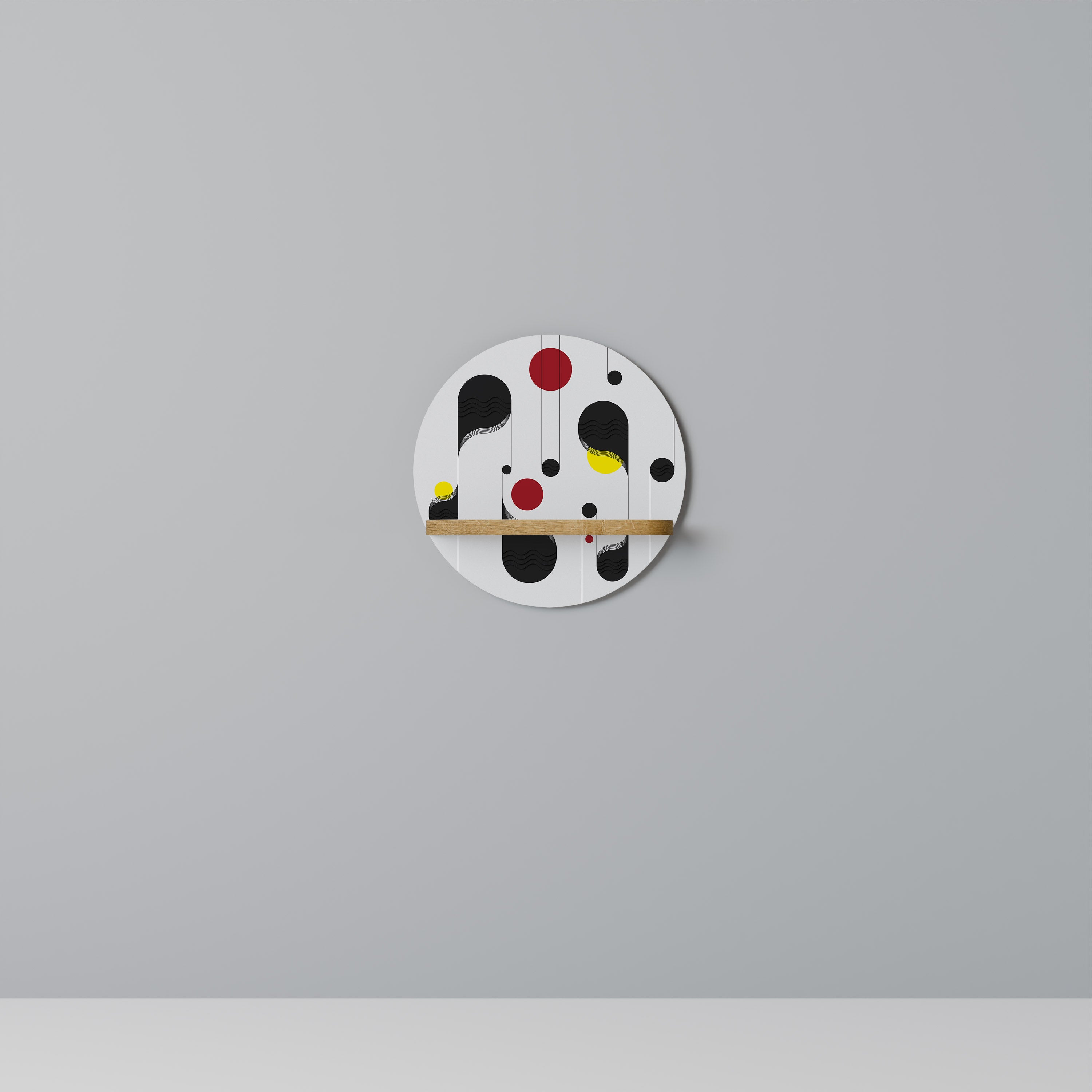 Estantería de arte redonda con efecto roble para unir puntos y canciones de cuna