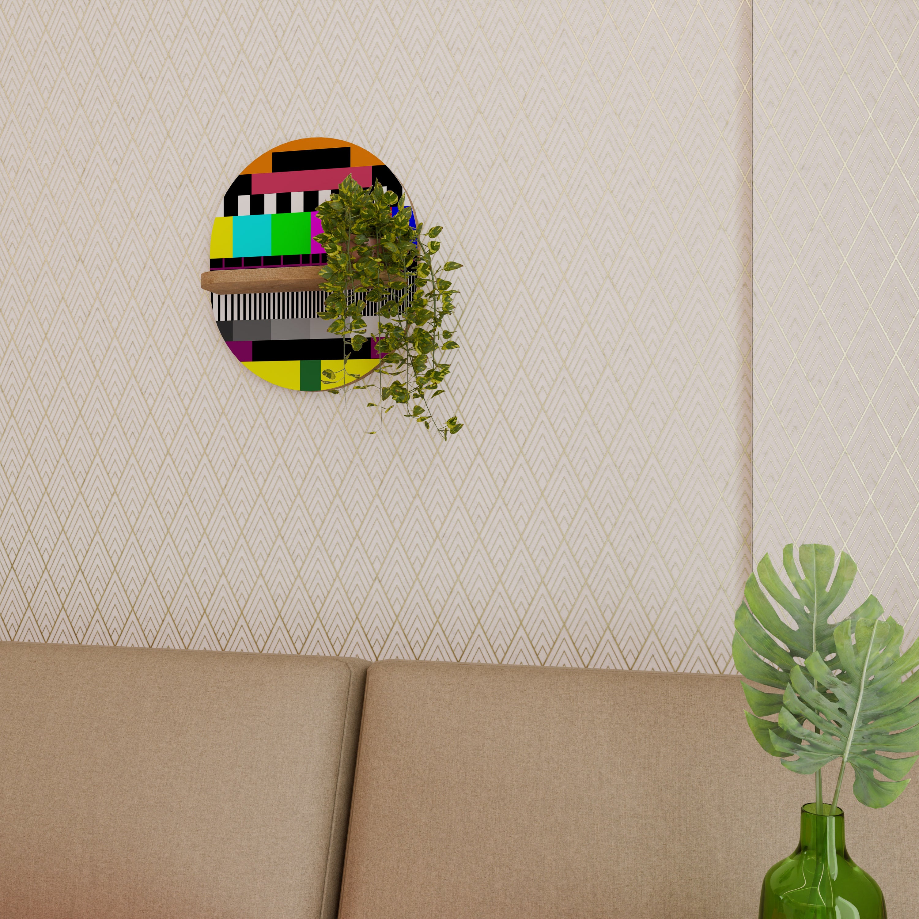 Estantería de arte ovalada PHILIPS PATTERN con efecto roble