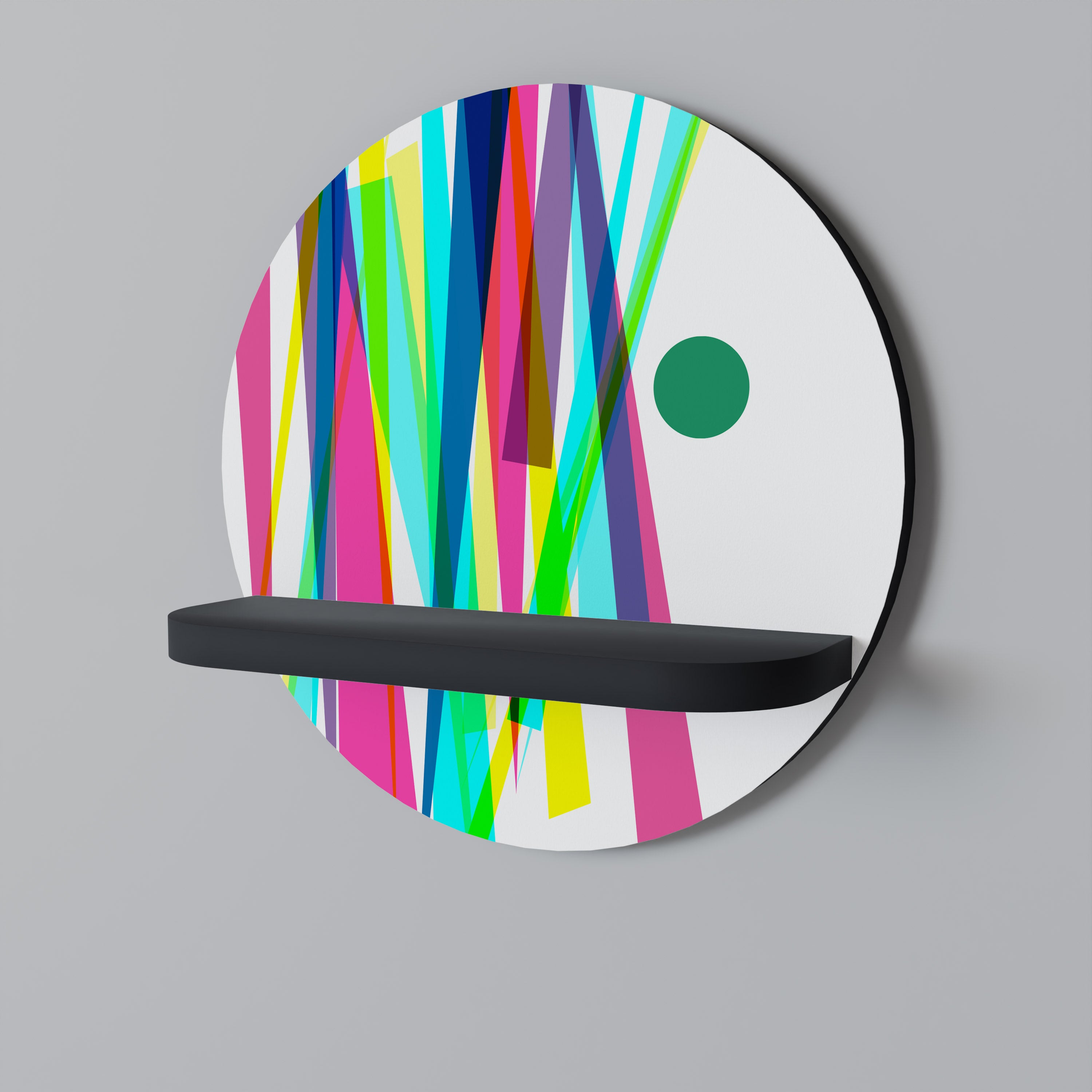 Estantería de arte redonda WHIMSY NEON con acabado negro