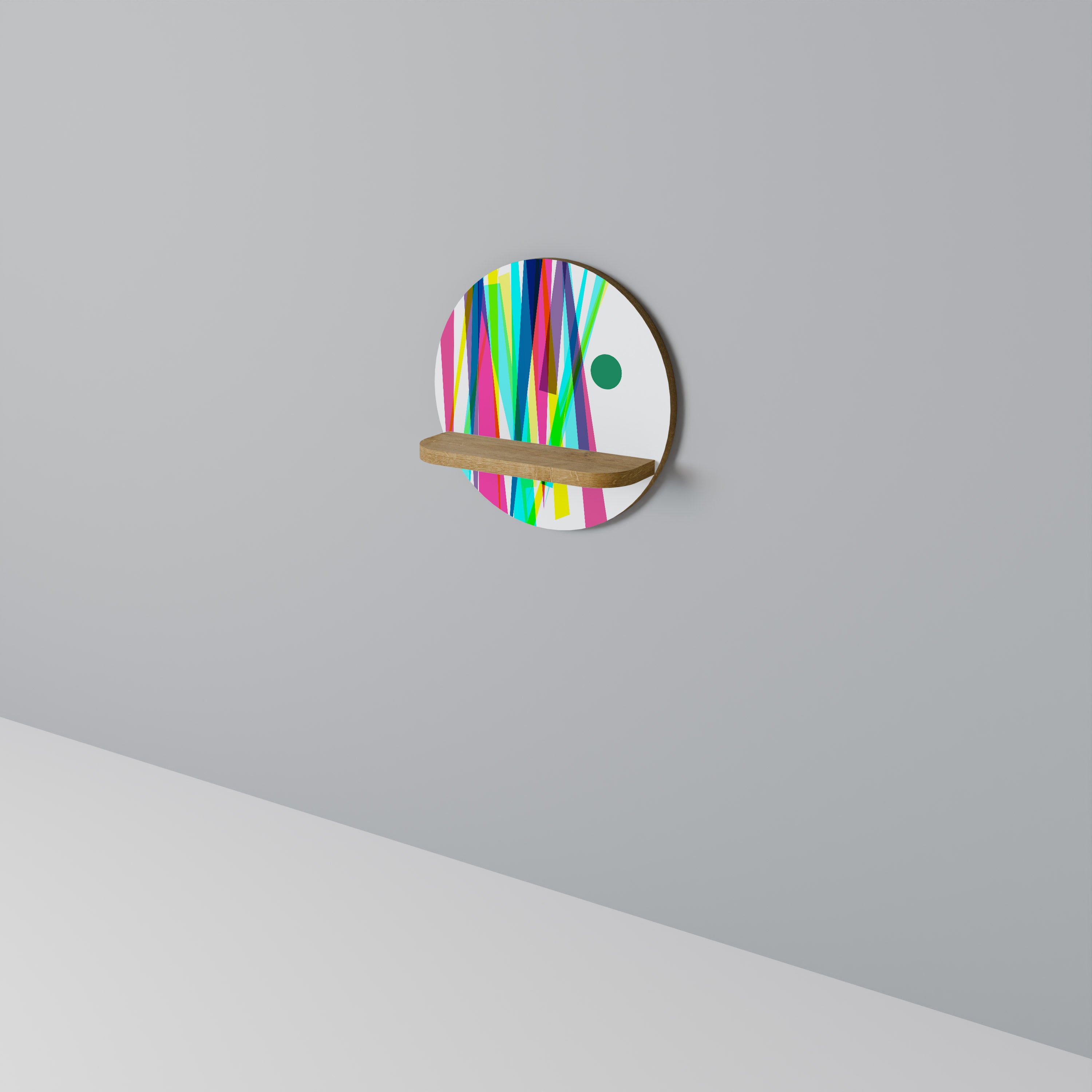 Estantería artística redonda WHIMSY NEON con efecto roble