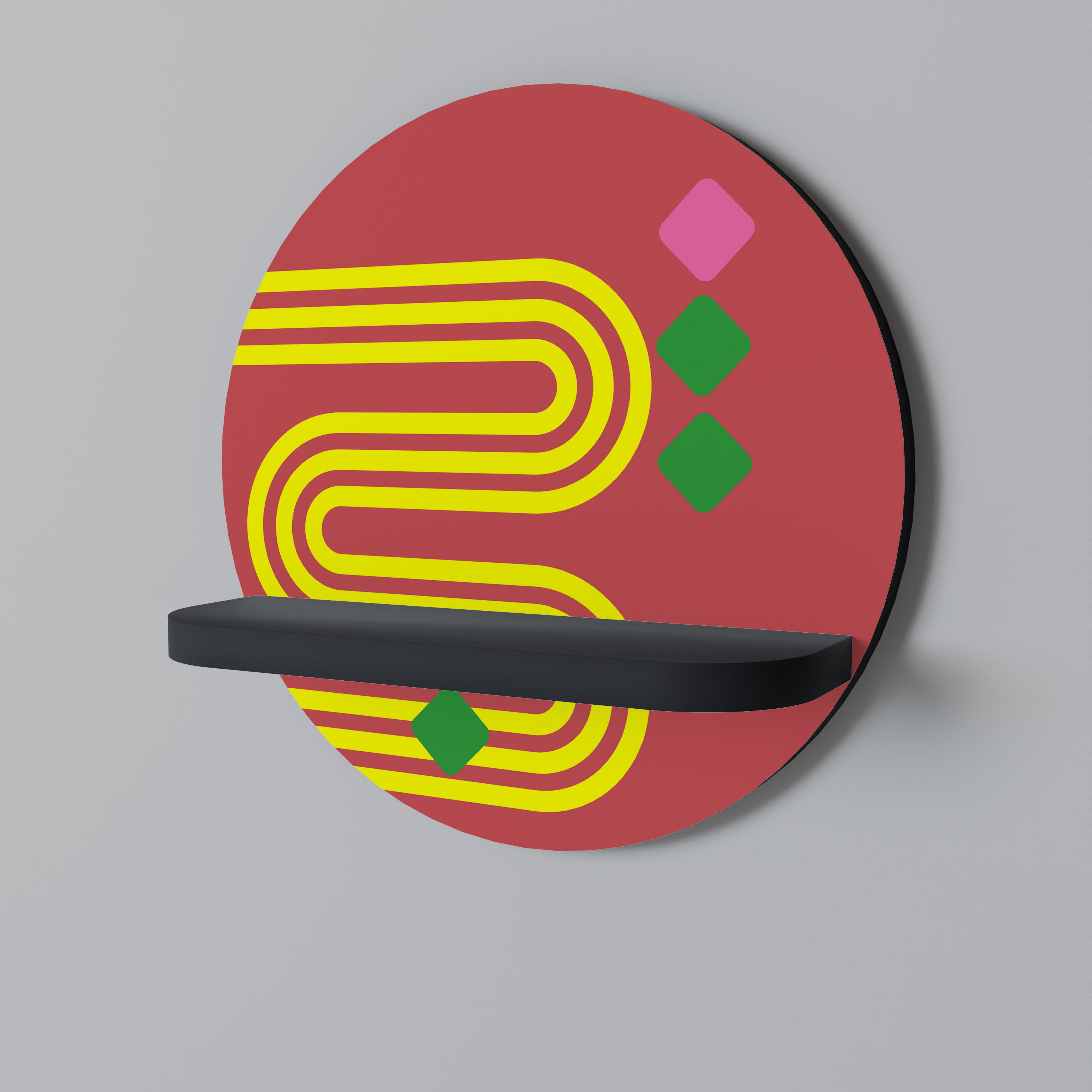 Estantería de arte redonda LOST IN CHROMA con acabado negro