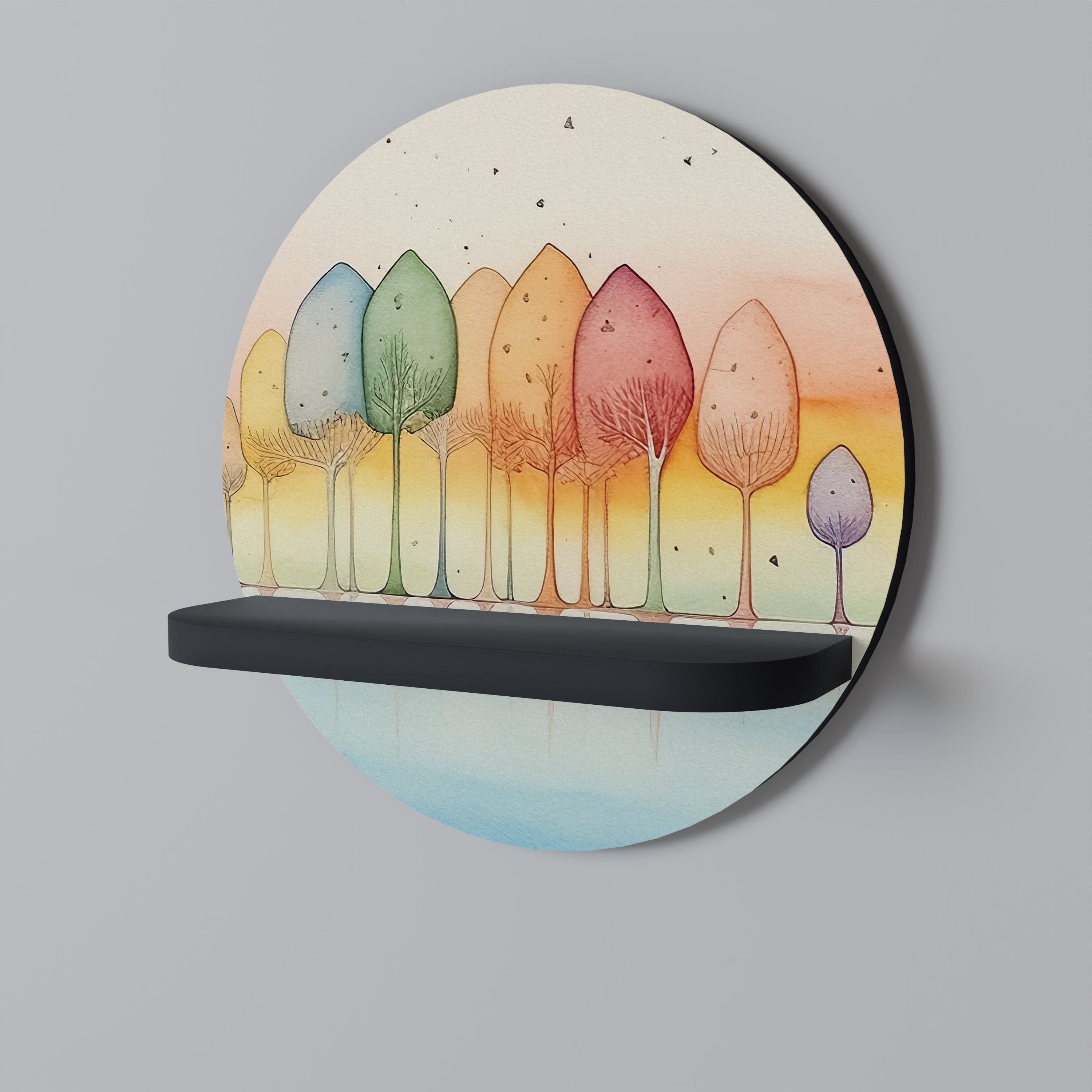 Estantería de arte redonda OASIS COLORIDO con acabado negro