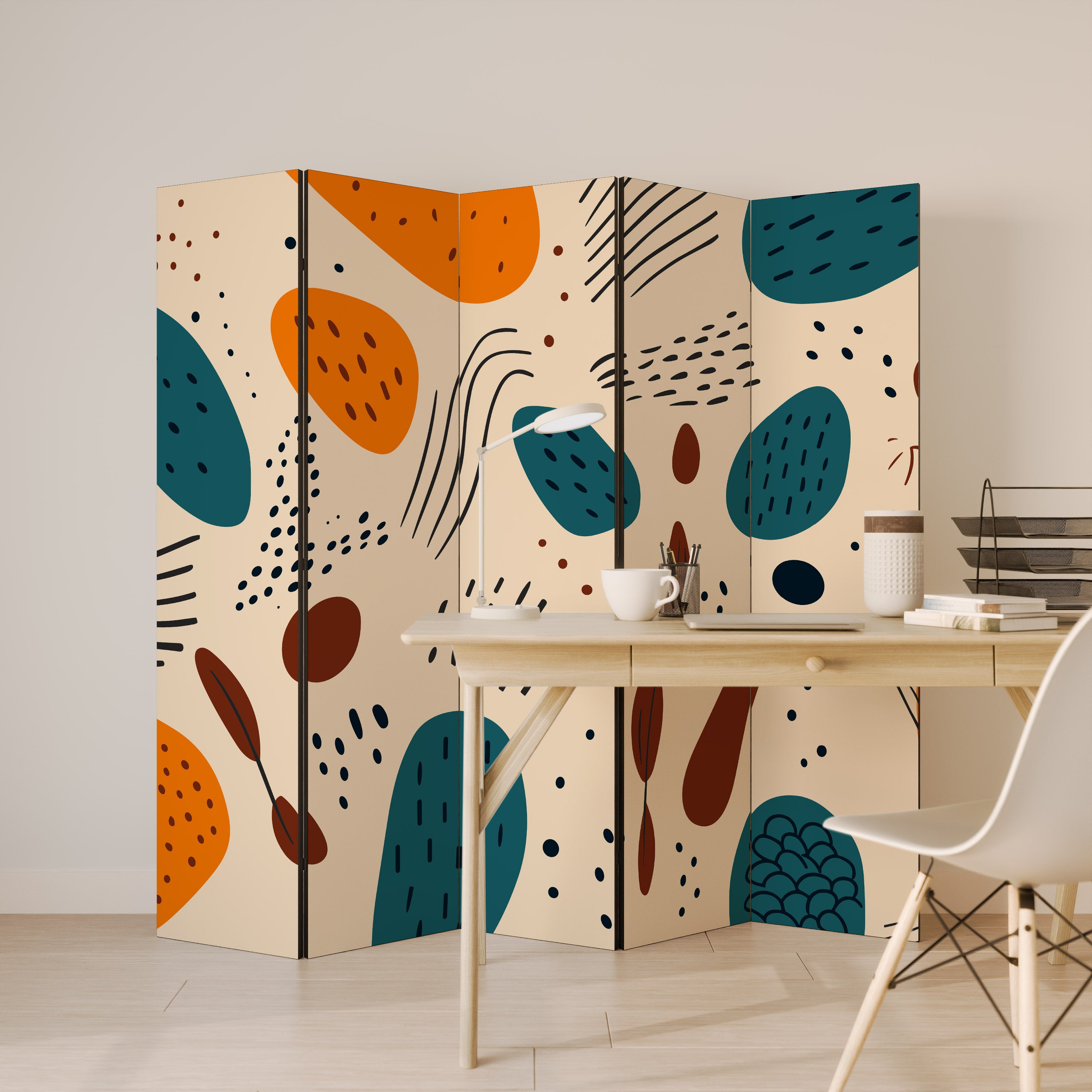 VIBRANT FRENZY Decorative 5-Panel Room Divider