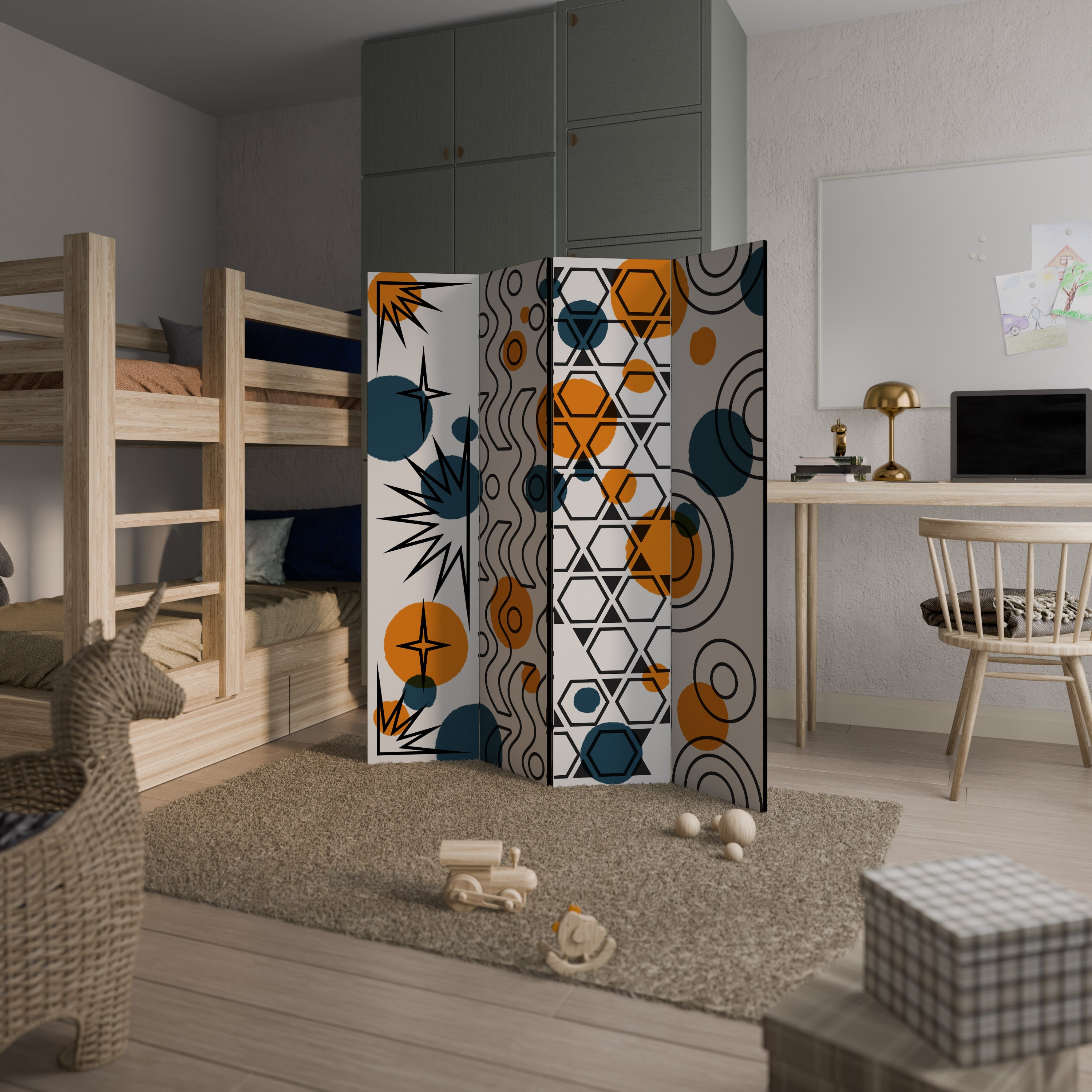 Biombo decorativo de 4 paneles ABSTRACT SYMPHONY FLARE