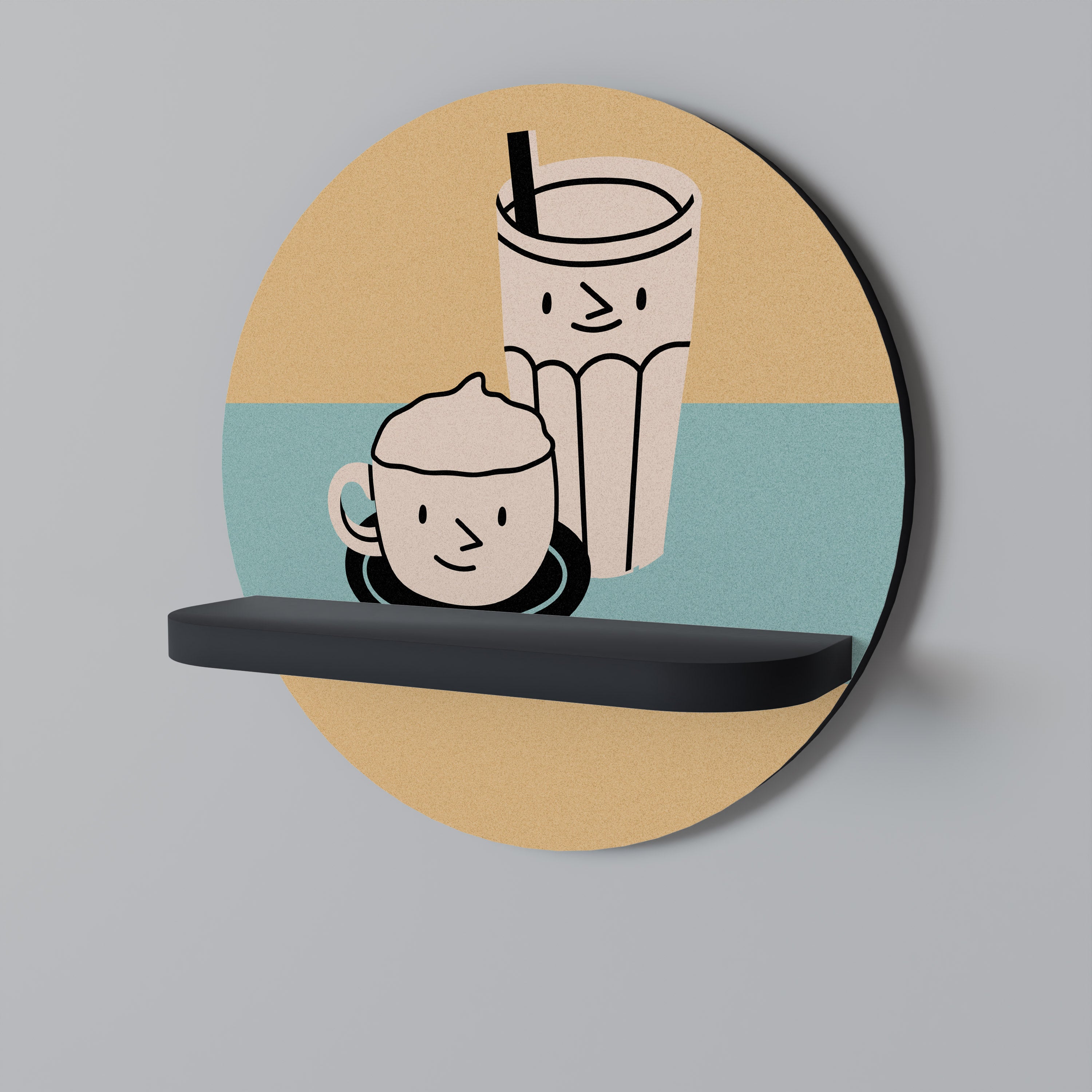 PLACERES DEL CAFÉ Estantería de arte redonda en acabado negro