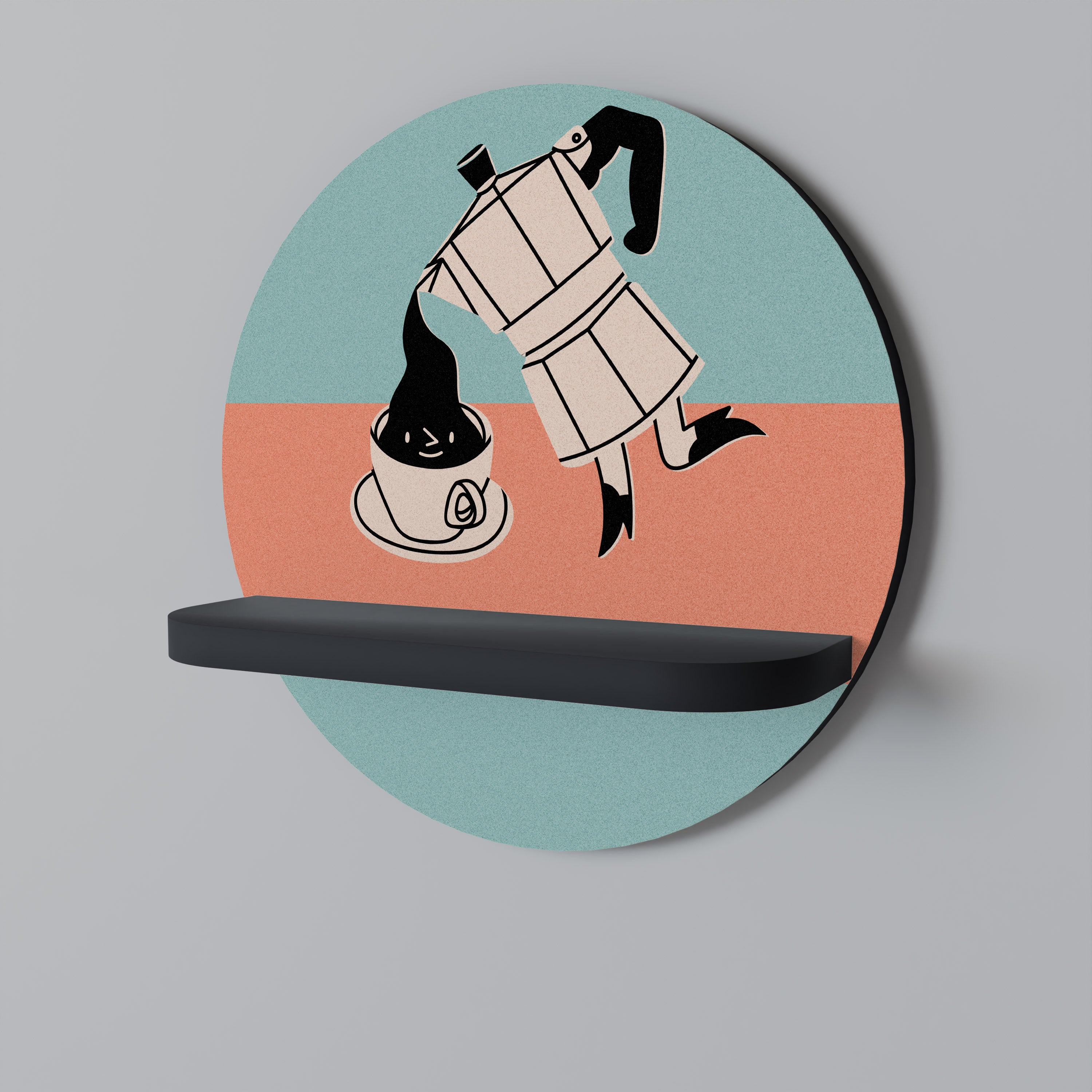 Estantería artística redonda POWER ESPRESSO con acabado negro