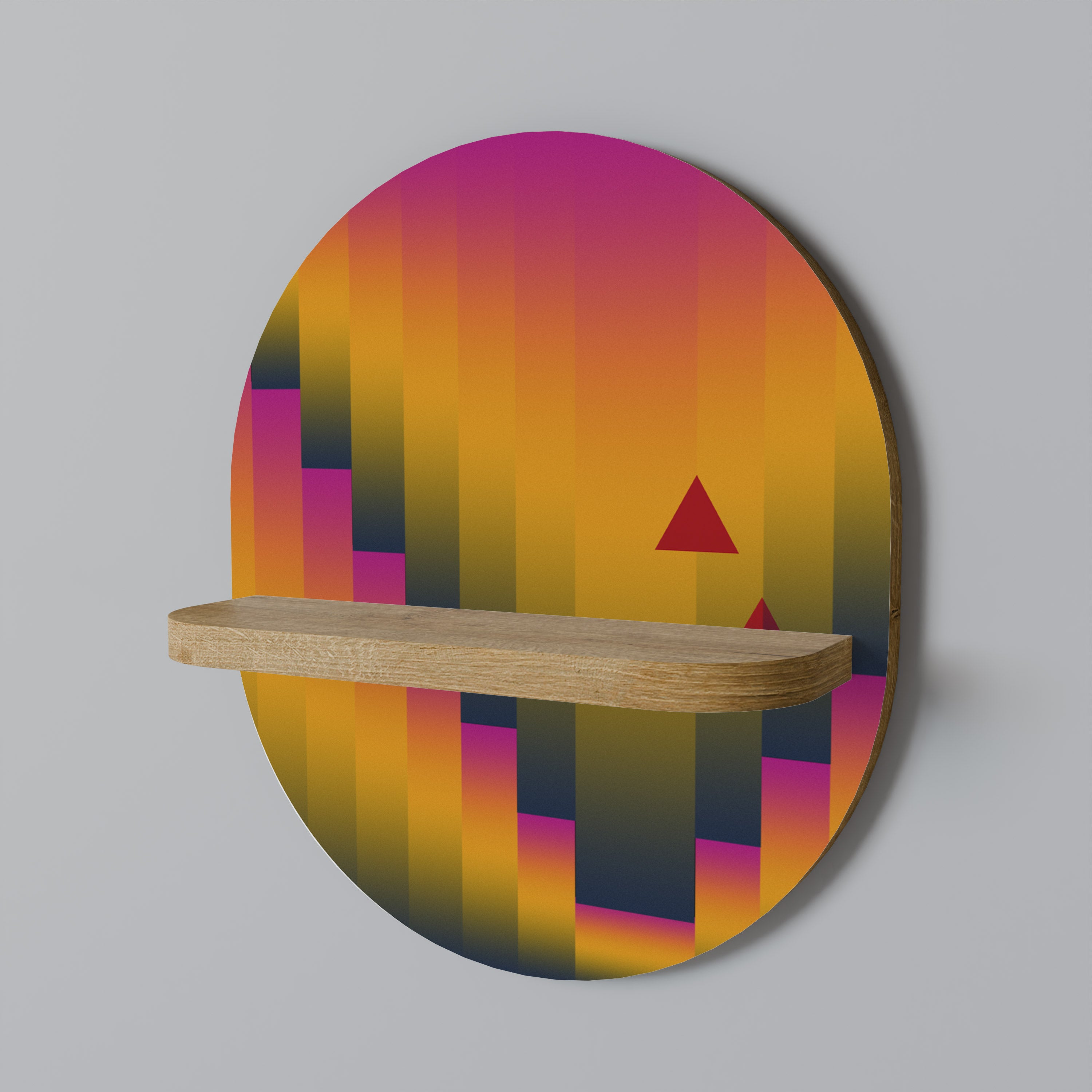 Estantería de arte ovalada GOLDEN FADE con efecto roble