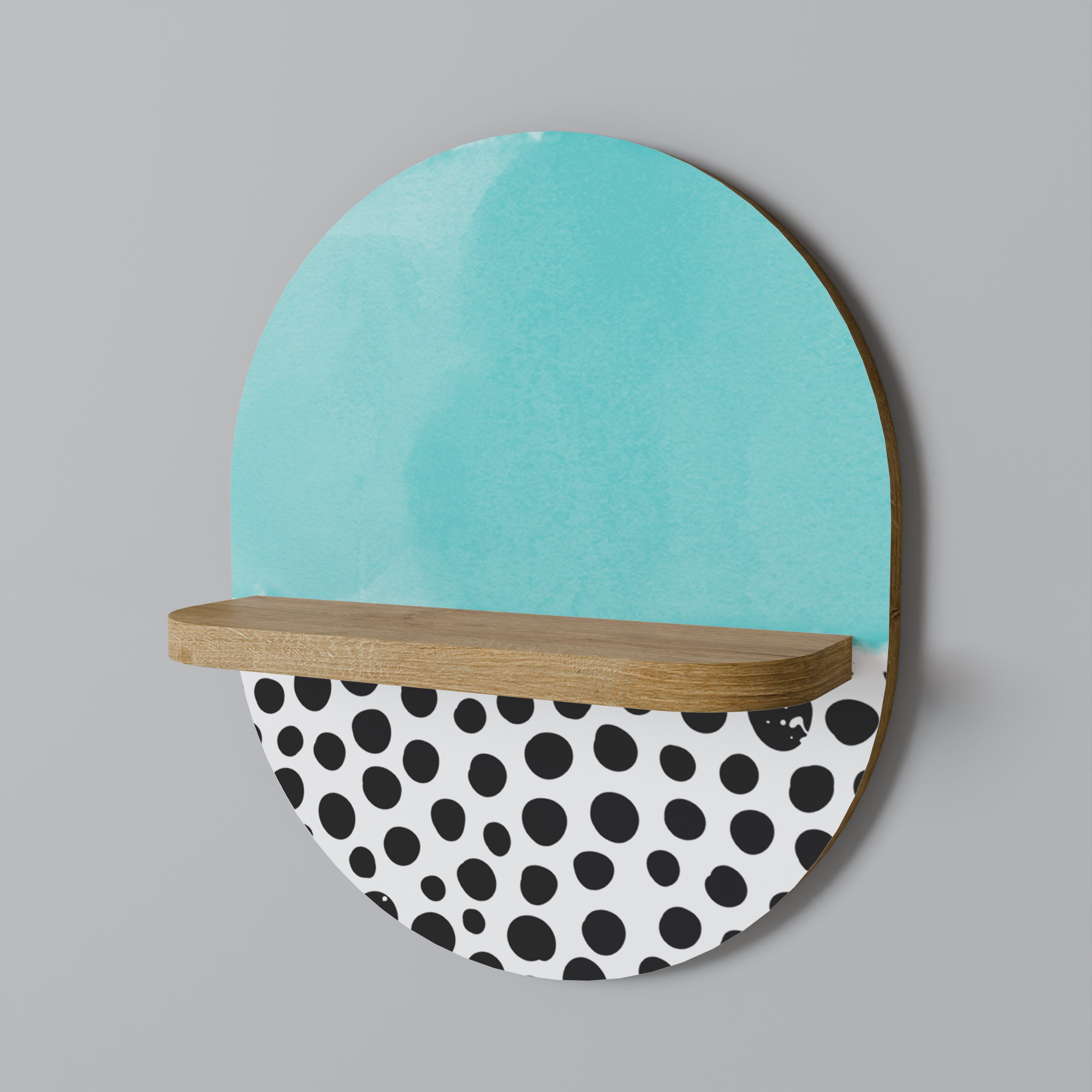 Estantería de arte ovalada AZURE TREASURE con efecto roble