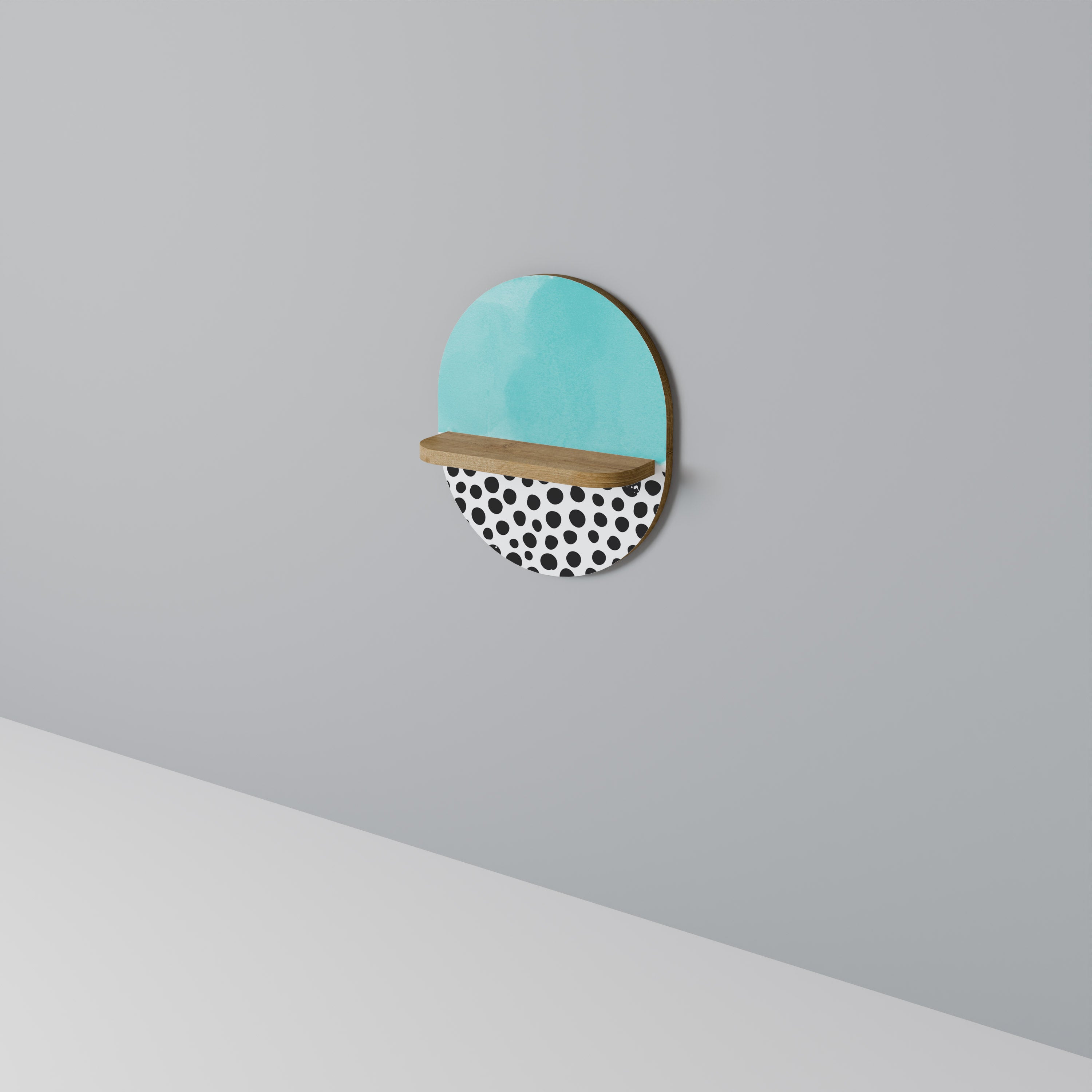 Estantería de arte ovalada AZURE TREASURE con efecto roble