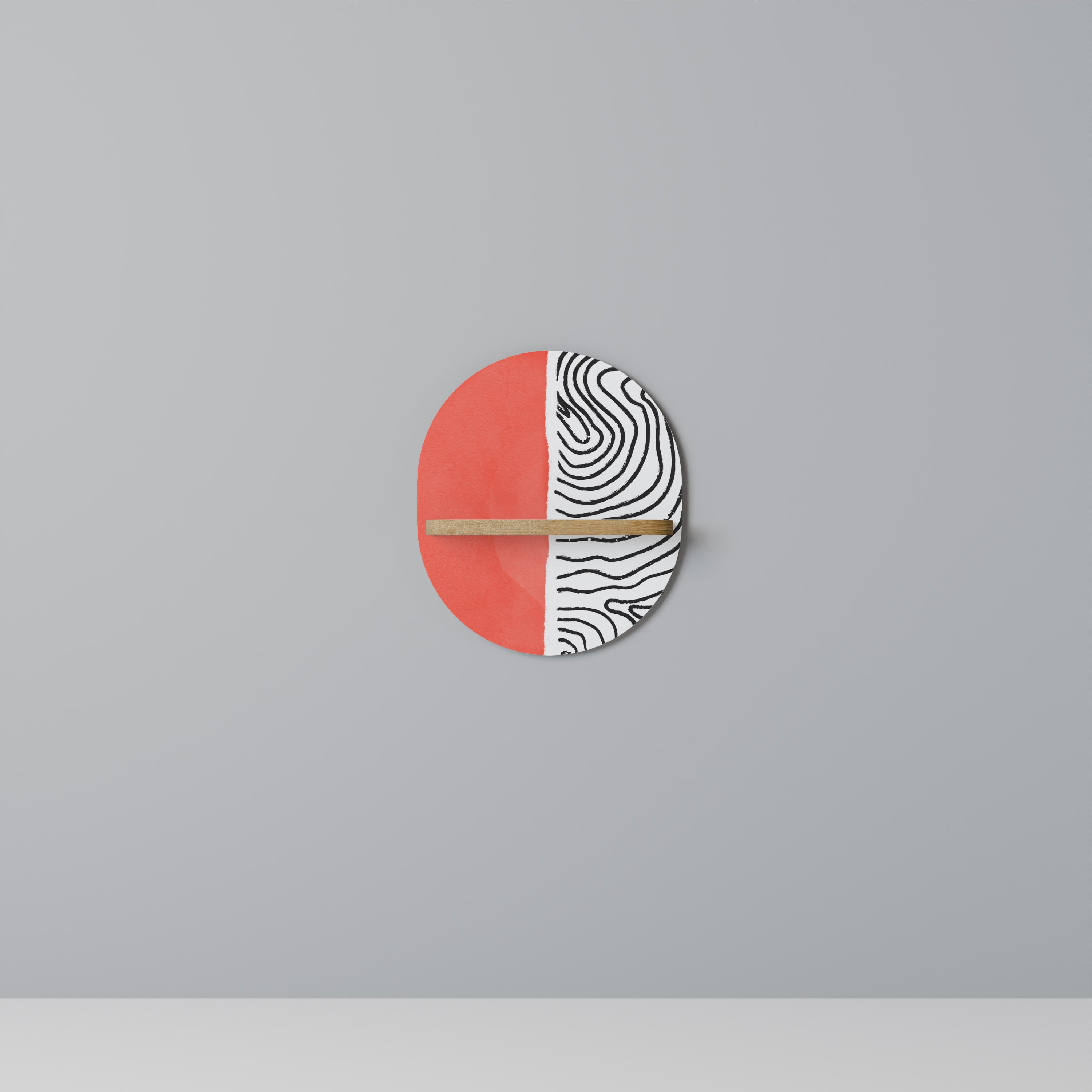 Estantería de arte ovalada Orangey Treasure con efecto roble