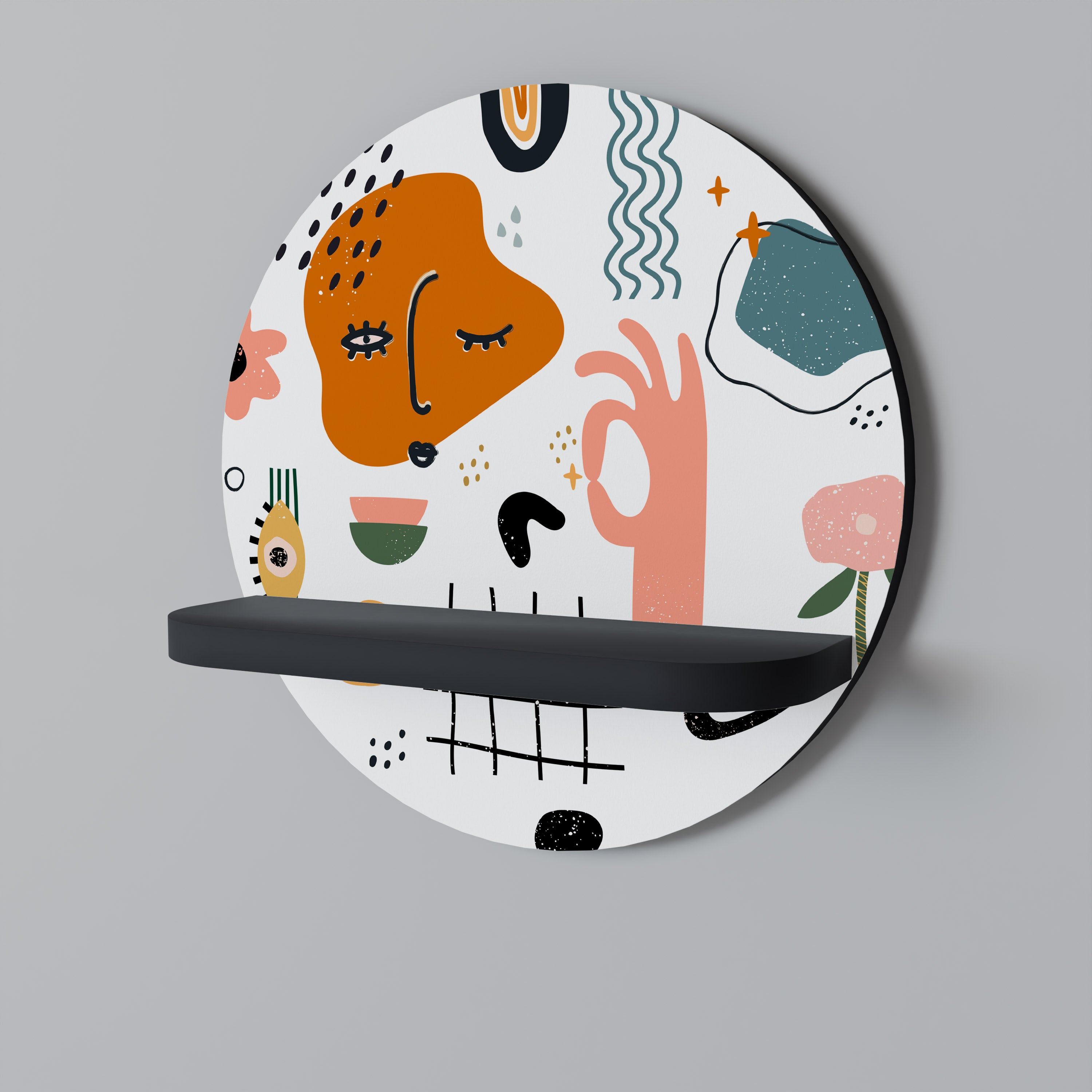 Estantería de arte redonda MATISSE WHIMSY con acabado negro