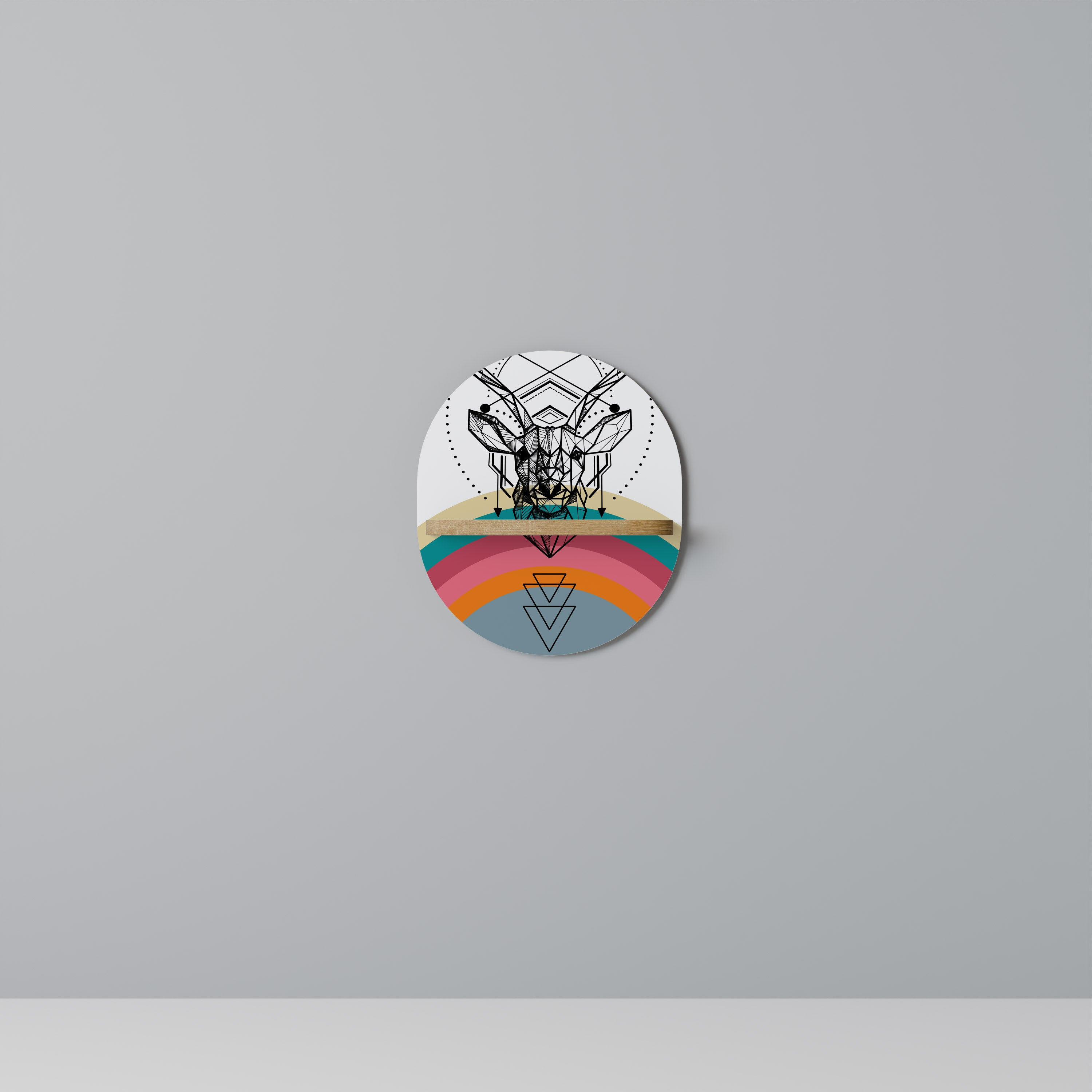 Estantería de arte ovalada DEER OF COLOR con efecto roble