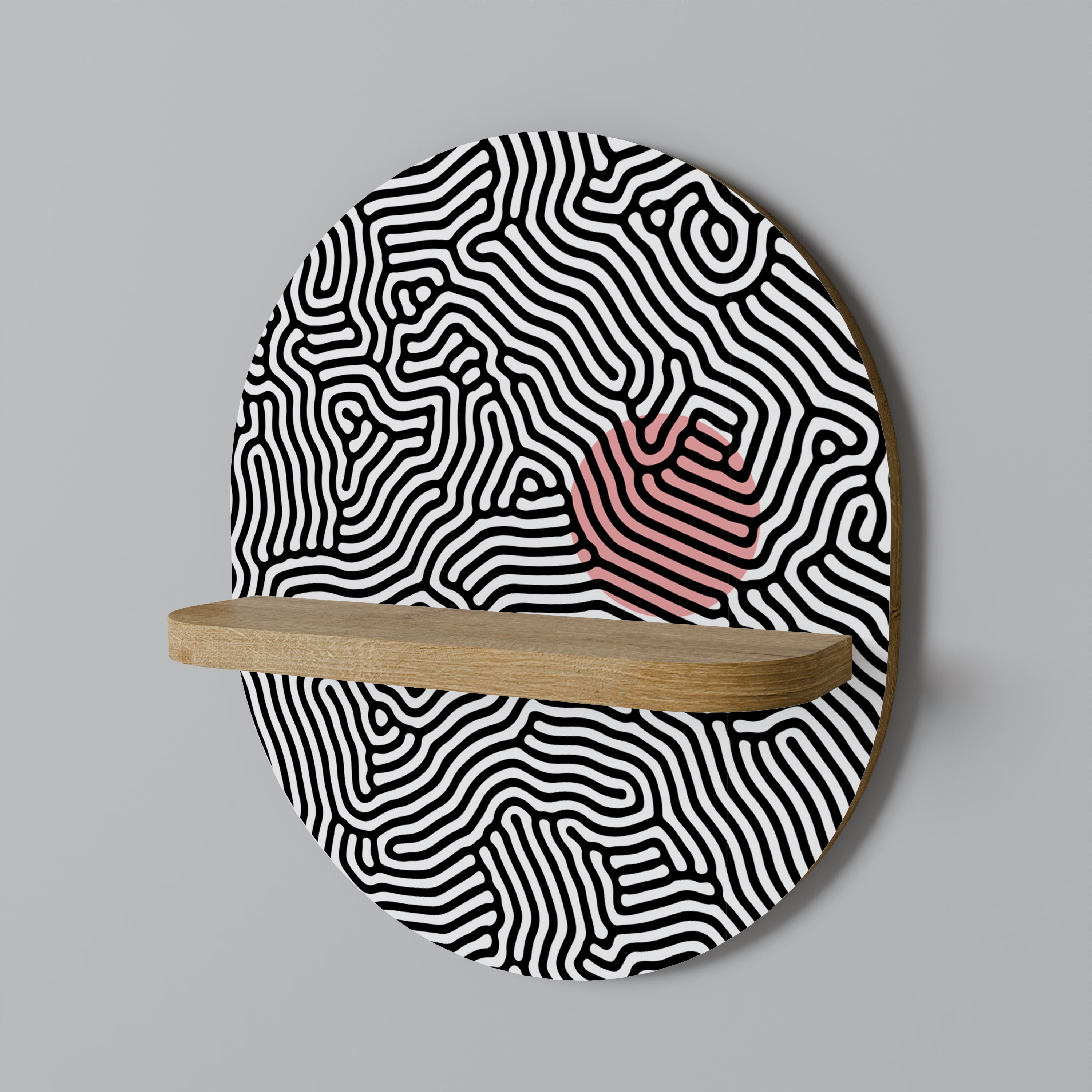 Estantería de arte ovalada LIVING DOT con efecto roble