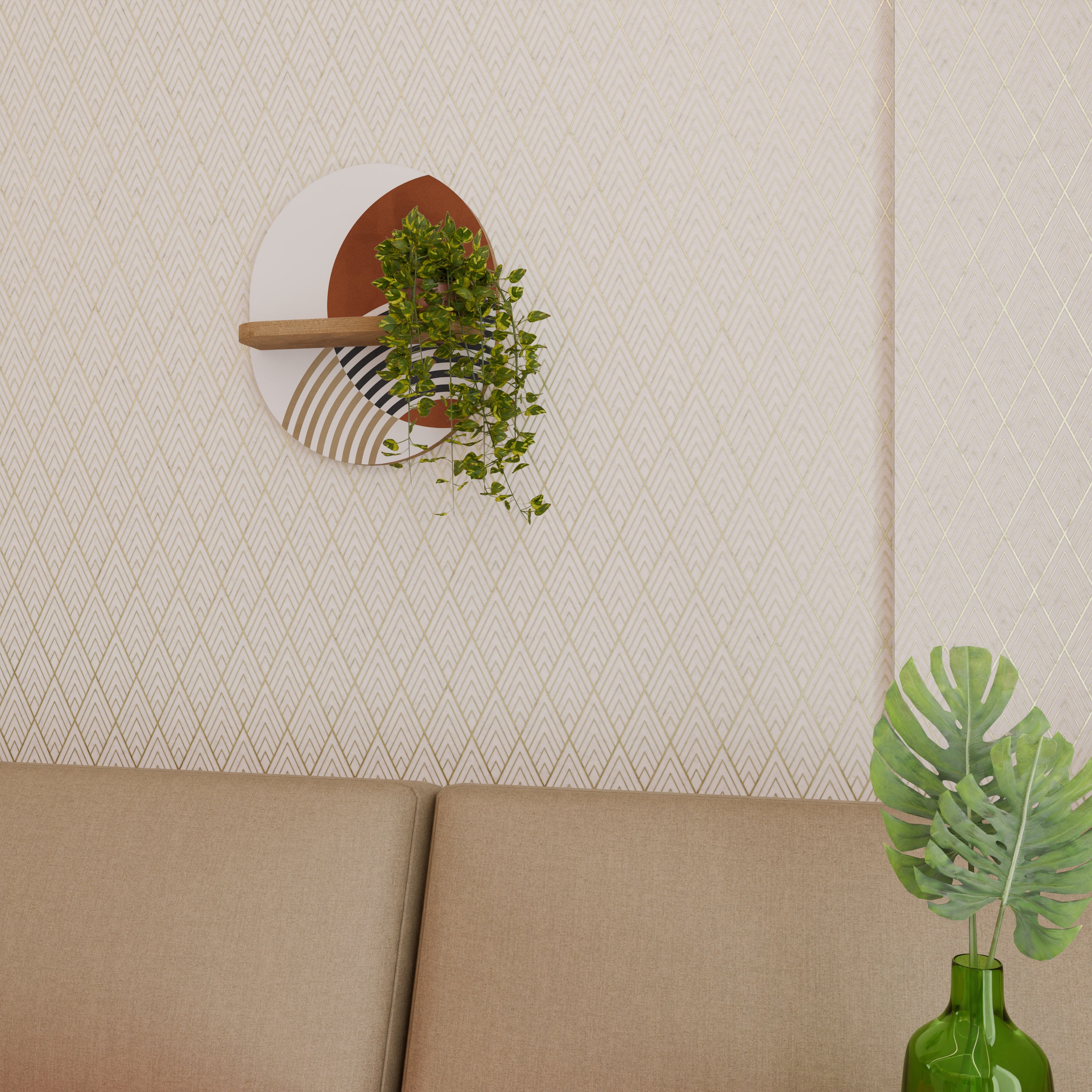 Estantería de arte ovalada SPACE AROUND con efecto roble