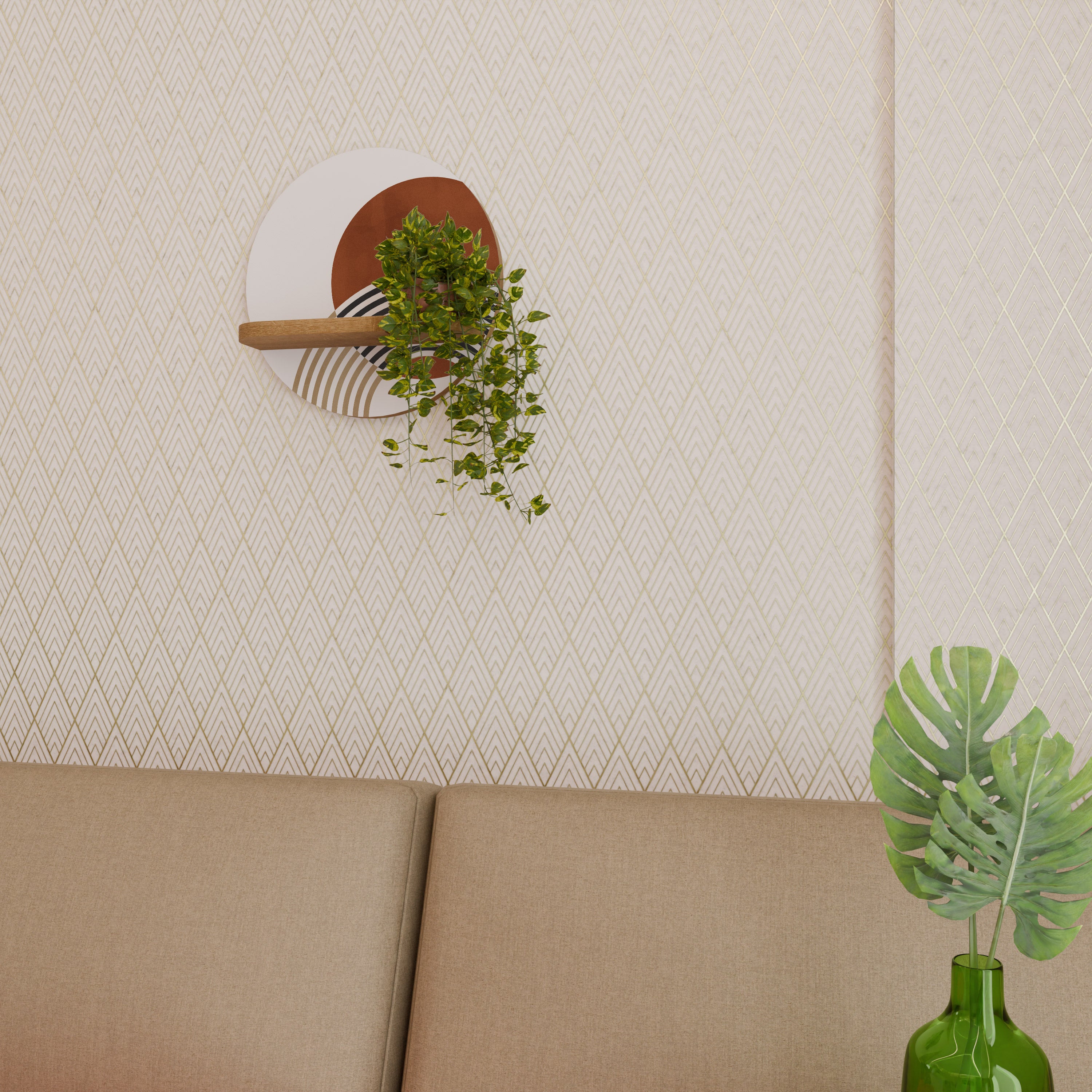 Estantería de arte redonda SPACE AROUND con efecto roble