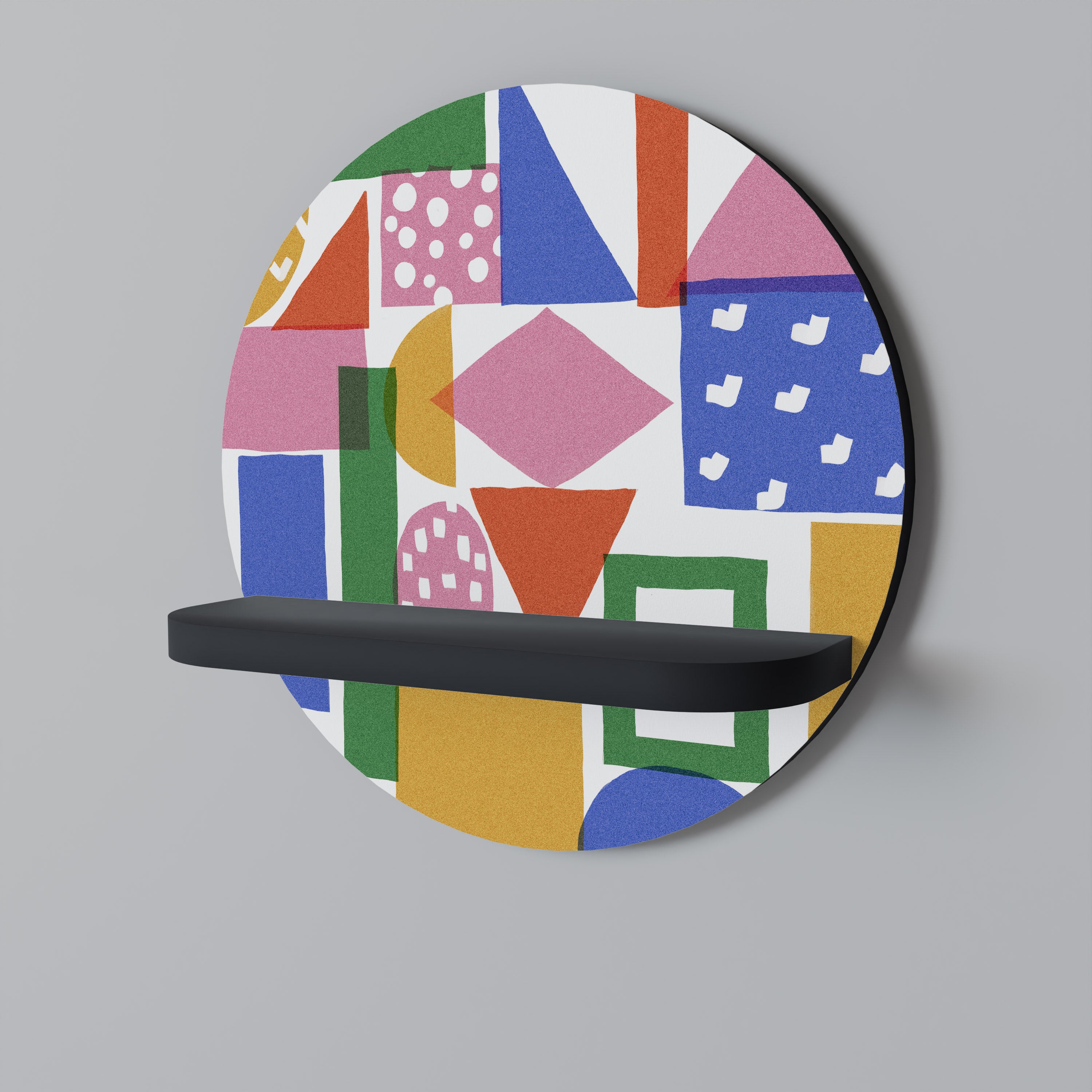 Estantería de arte redonda GEOMETRIC GLIMMER con acabado negro