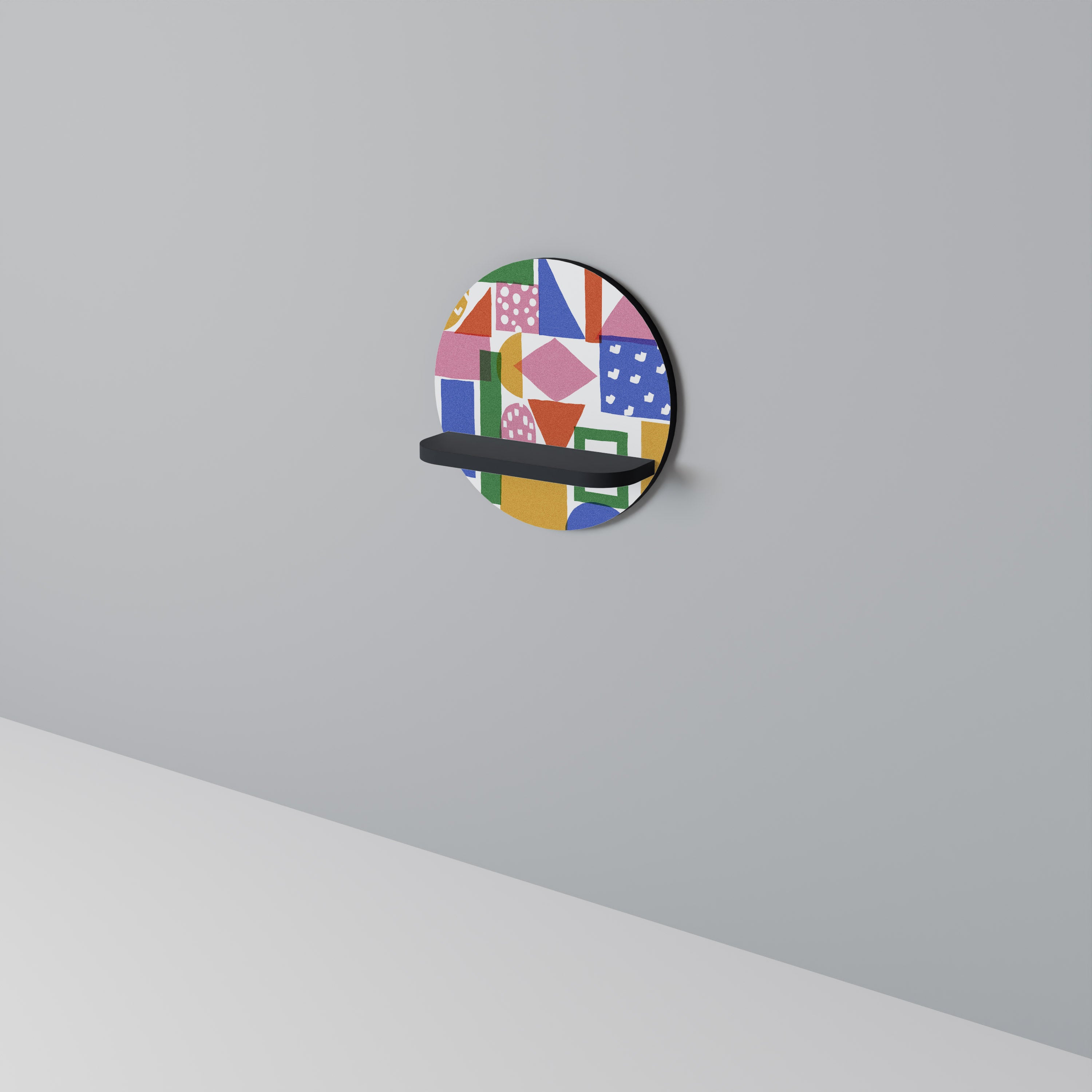 Estantería de arte redonda GEOMETRIC GLIMMER con acabado negro