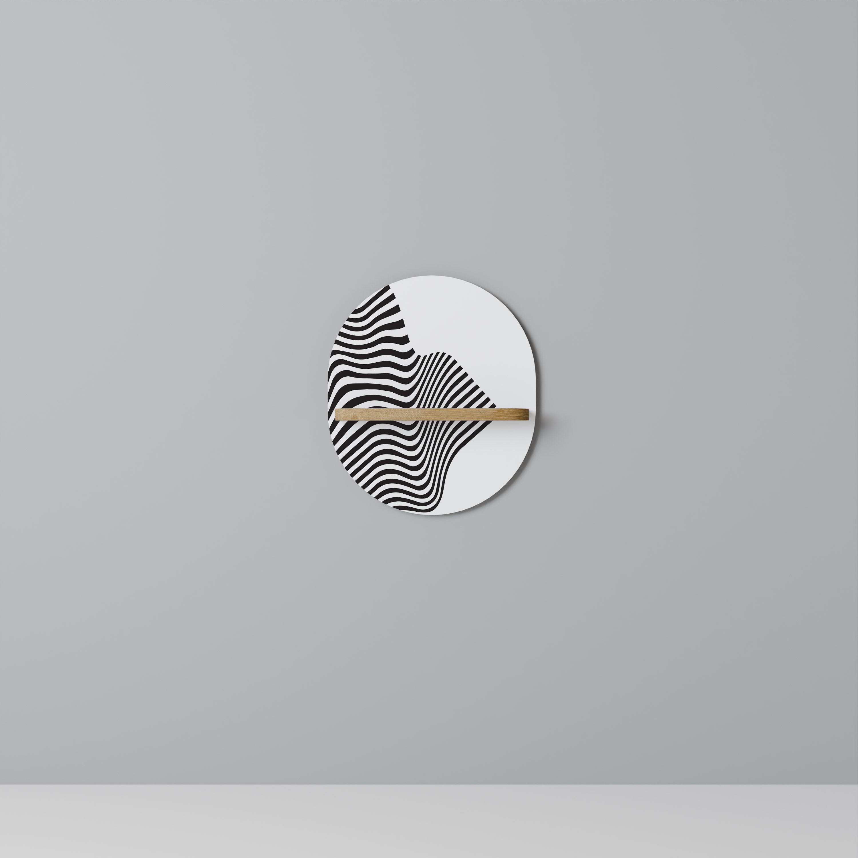 Estantería de arte ovalada ILLUSIONARY FLOW con efecto roble